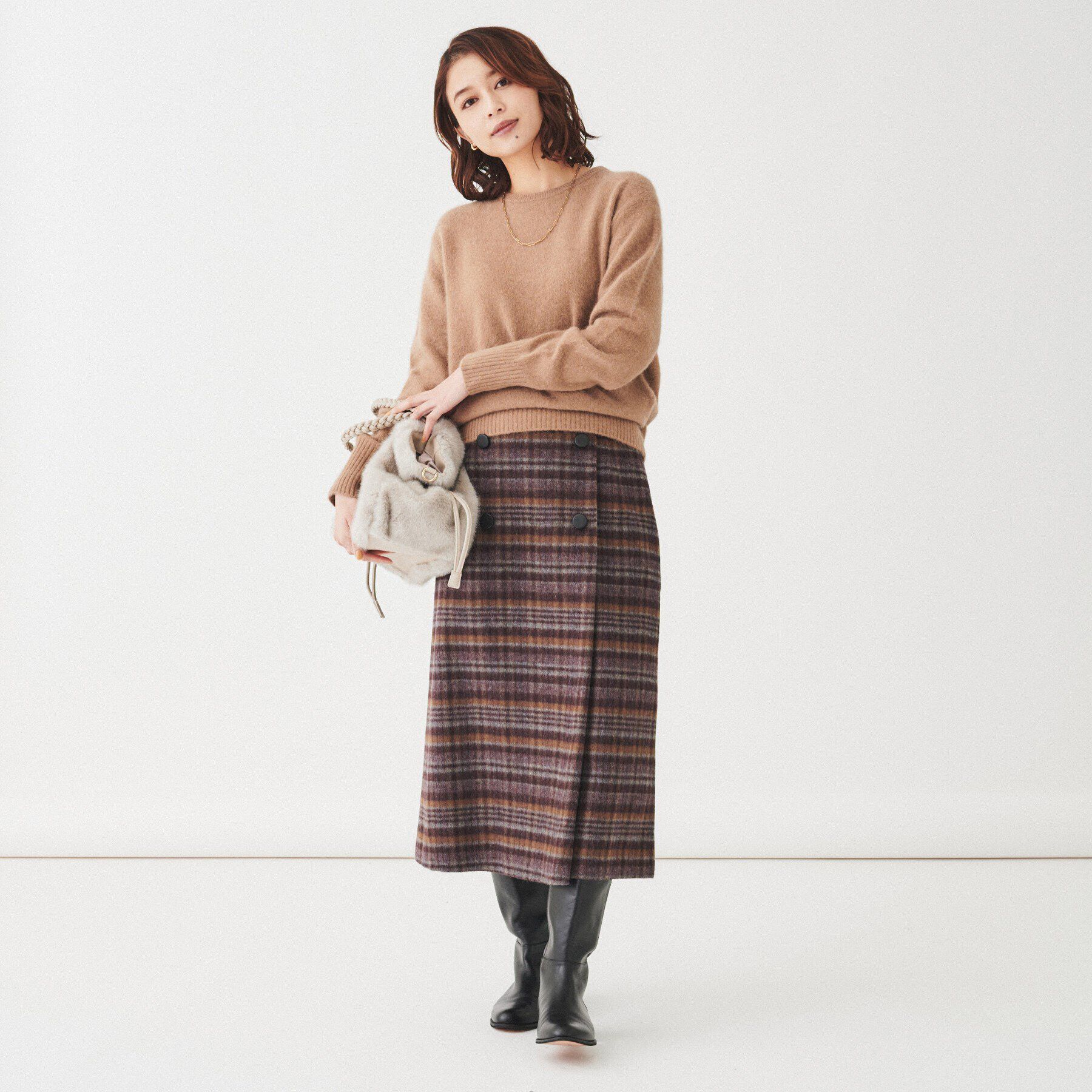 UNTITLED「【きれいめ/トラッド】ランダムチェック ラップ風スカート」|スカート|
