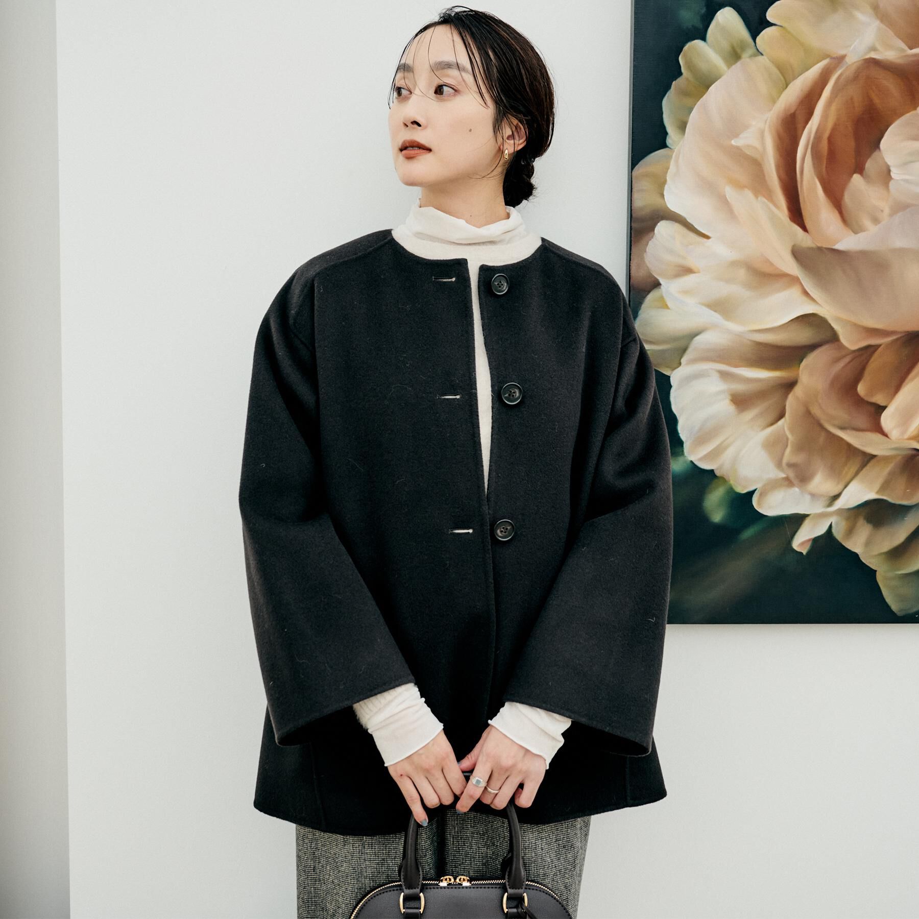 UNTITLED「【ミディ丈/軽やか】セミラグランリバー コート」|ノーカラーコート|