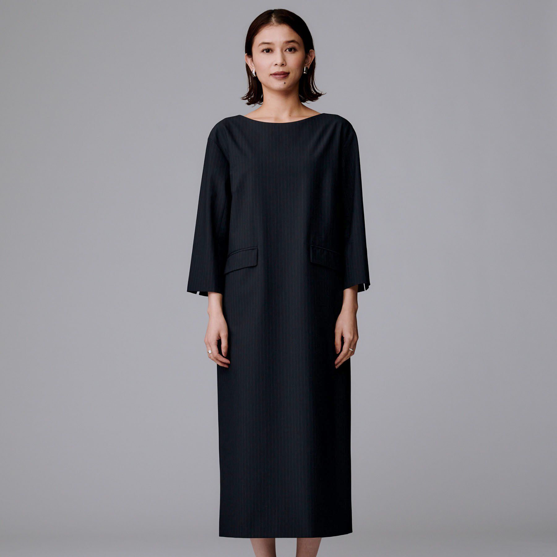 UNTITLED「【洗える/ストレッチ性】スーツライク ストライプワンピース」|ワンピース|