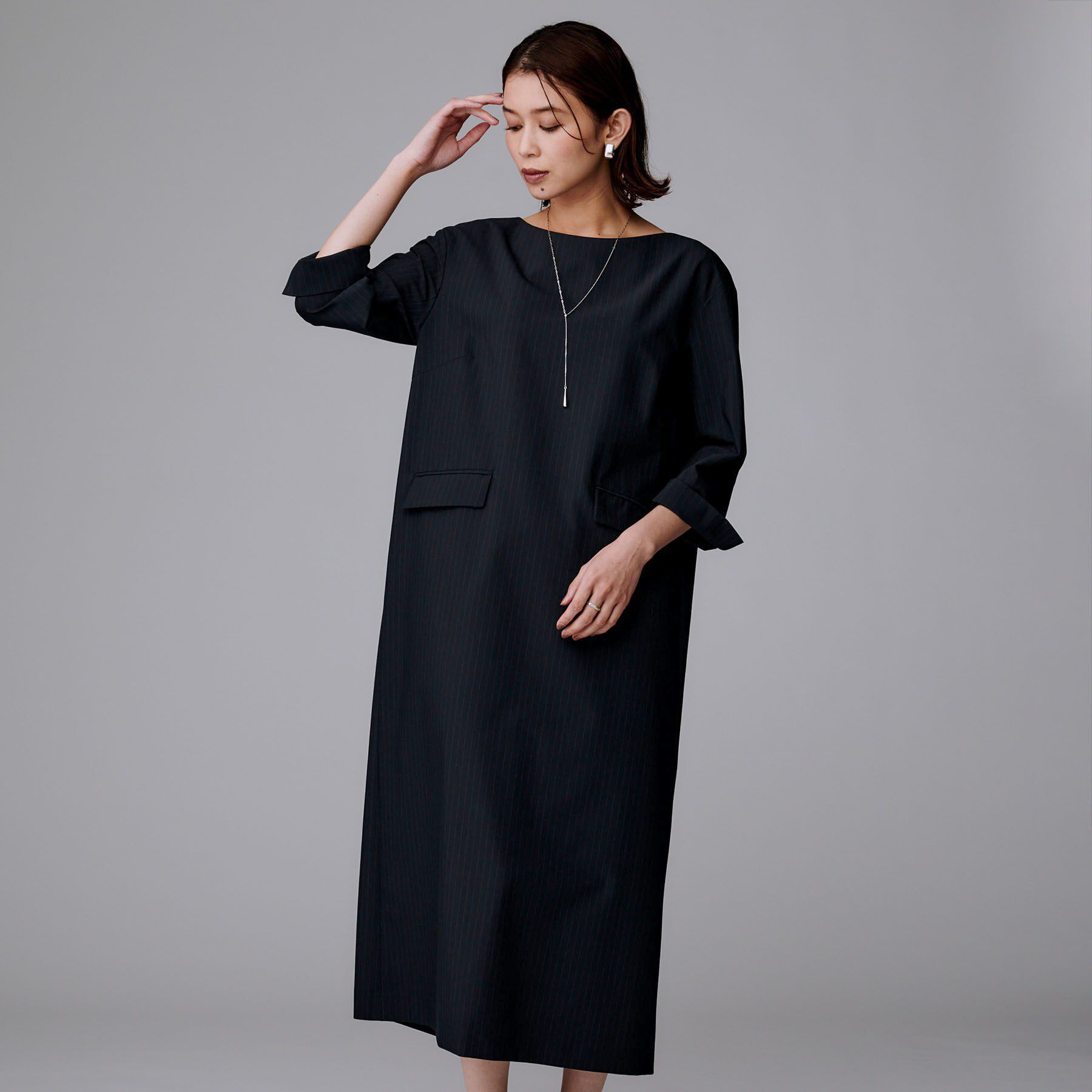 UNTITLED「【洗える/ストレッチ性】スーツライク ストライプワンピース」|ワンピース|