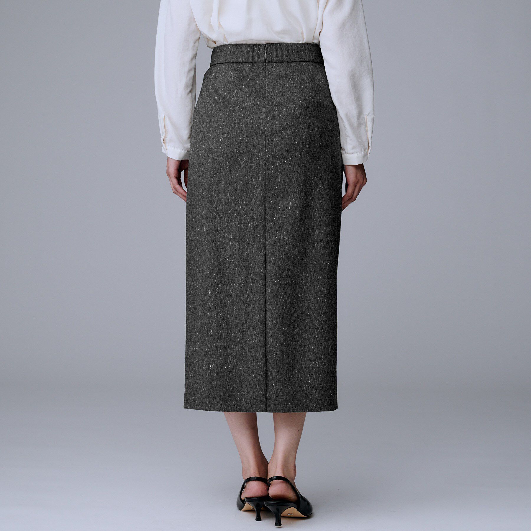 UNTITLED「【ウエスト後ろゴム/シーズンレス】シルクネップツイード ナロースカート」|スカート|