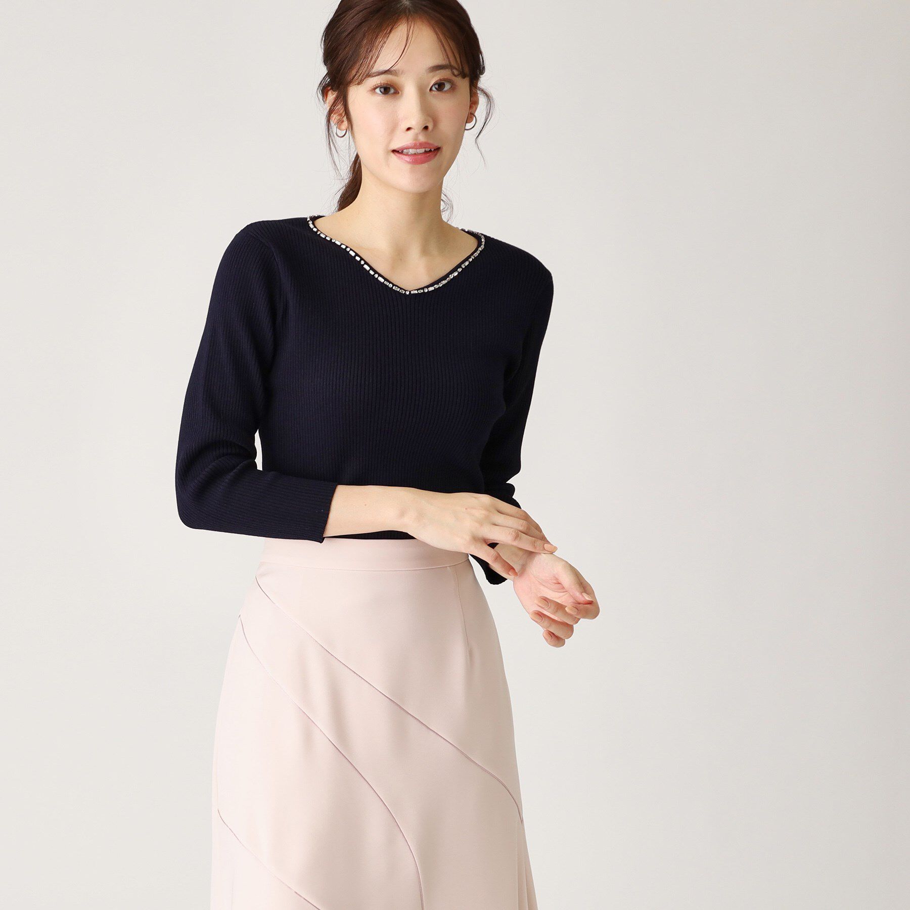 COUP DE CHANCE「【洗える】ビジューリブニットトップス」|ニット・セーター|