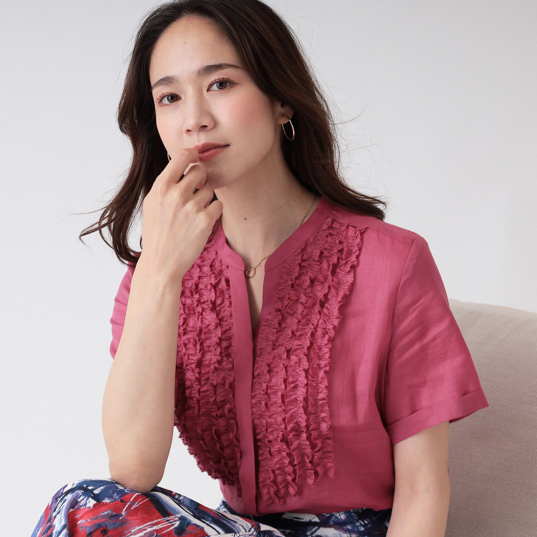 COUP DE CHANCE「【洗える／ラミー】フリルデザインブラウス」|シャツ・ブラウス|