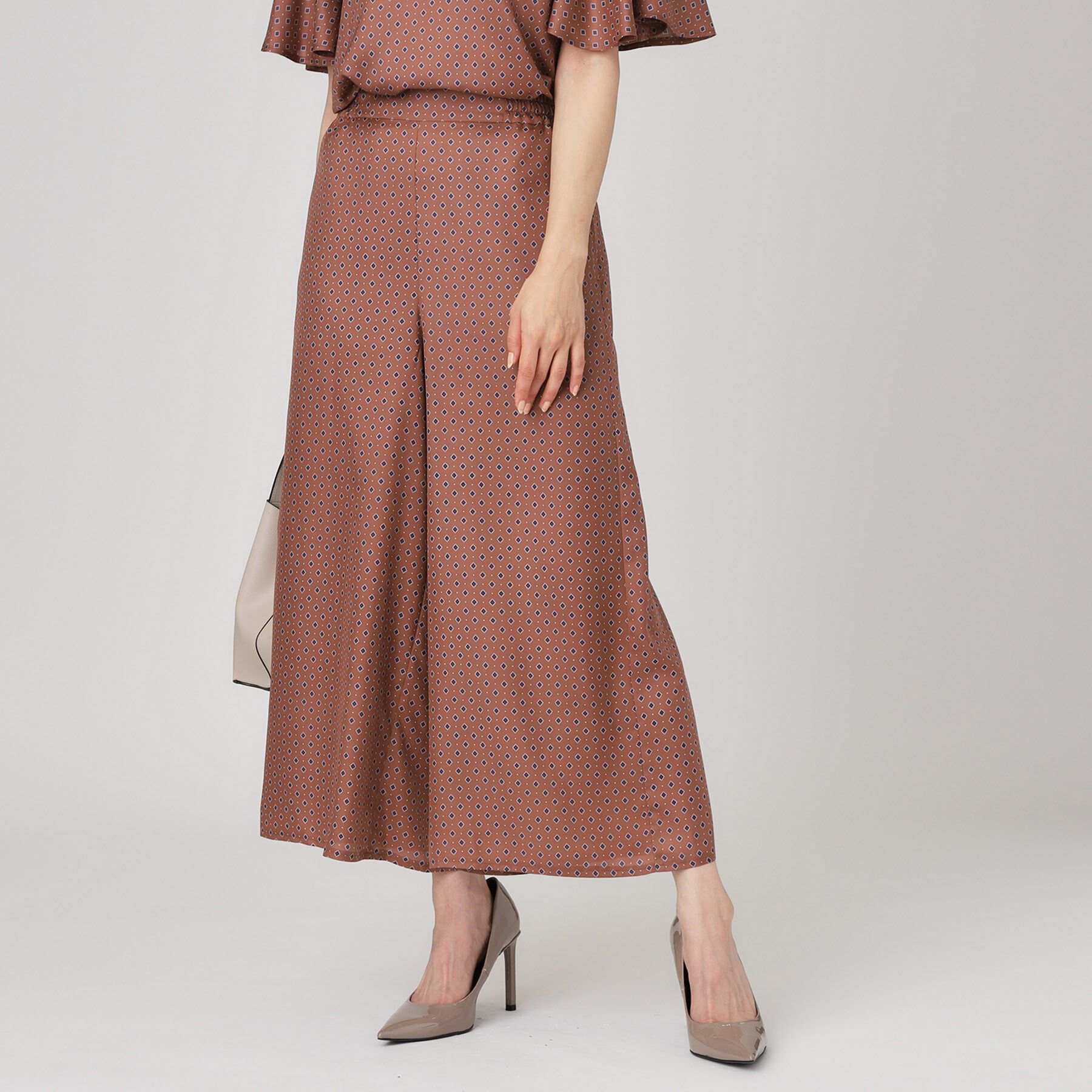 COUP DE CHANCE「【手洗い可／日本製】小紋柄ワイドパンツ」|その他|ブラウン(143)