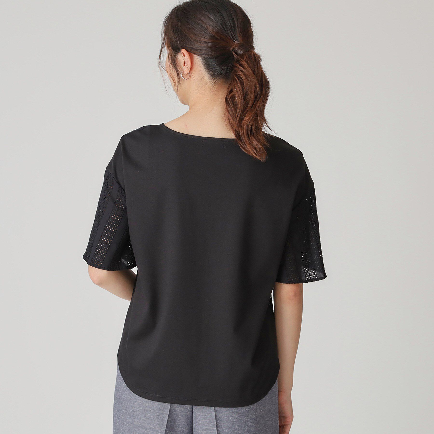 COUP DE CHANCE「【手洗い可／日本製】ジオメボーダーレースカットソー」|Tシャツ・カットソー|