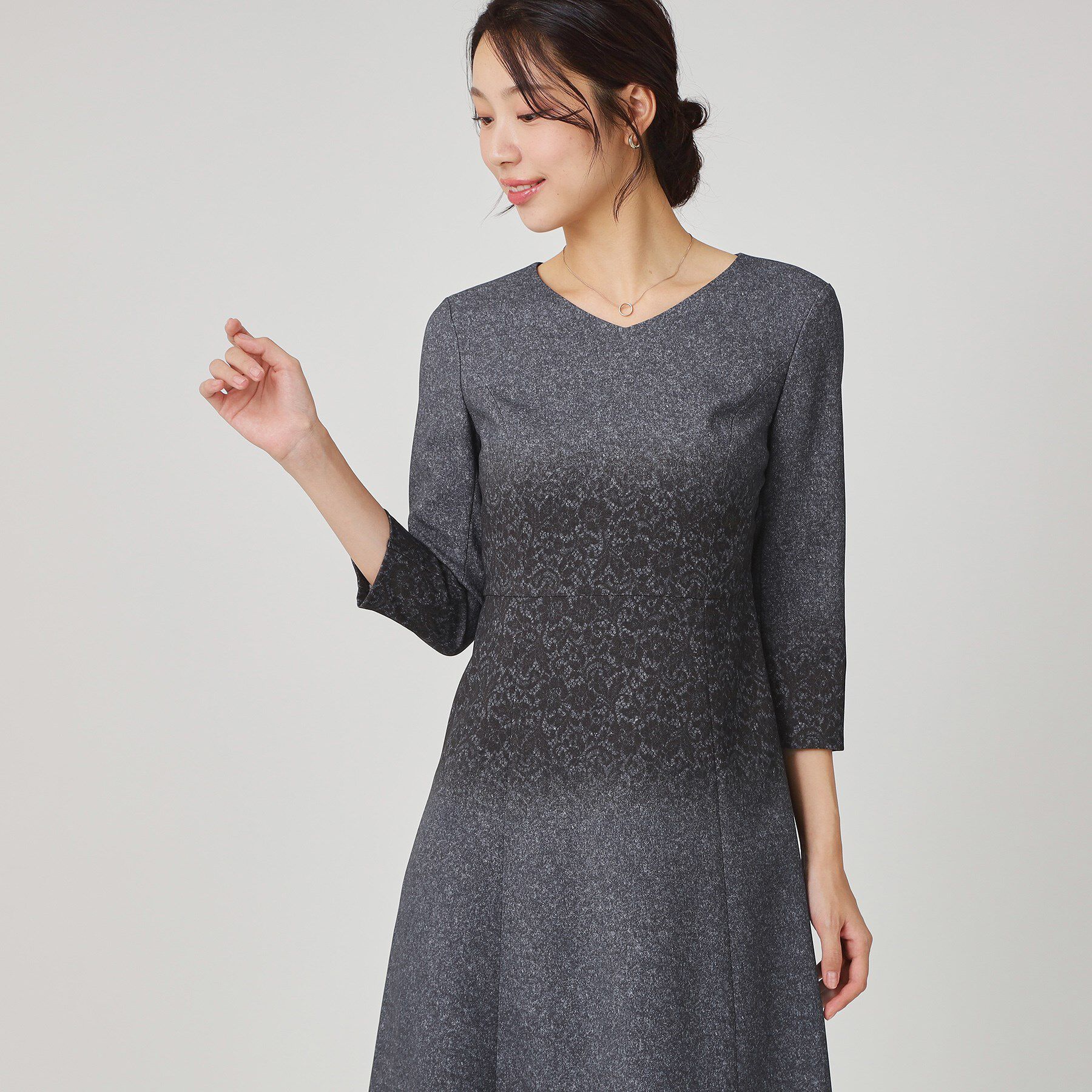 COUP DE CHANCE「【手洗い可／日本製】レース柄プリントワンピース」|ワンピース|