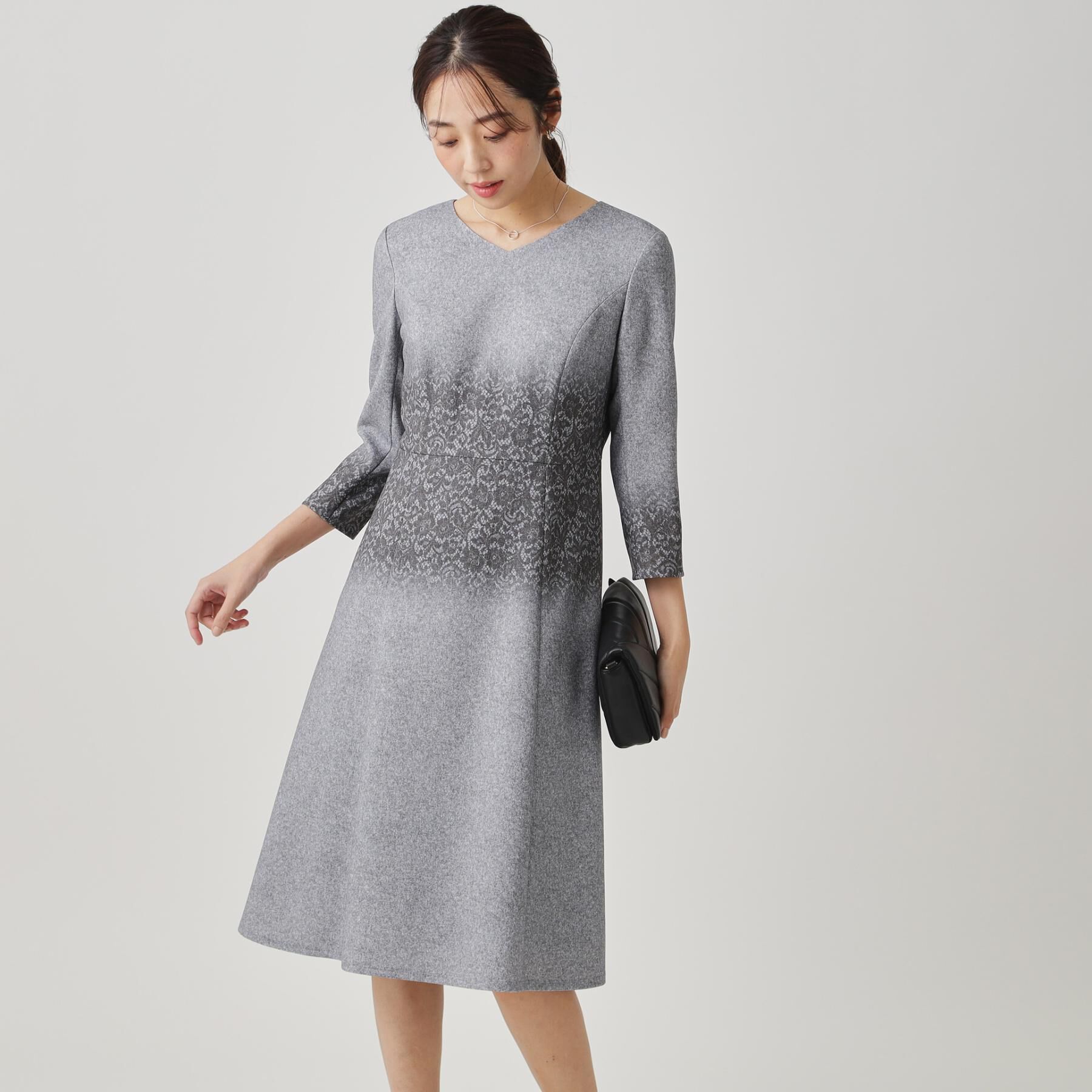 COUP DE CHANCE「【手洗い可／日本製】レース柄プリントワンピース」|ワンピース|