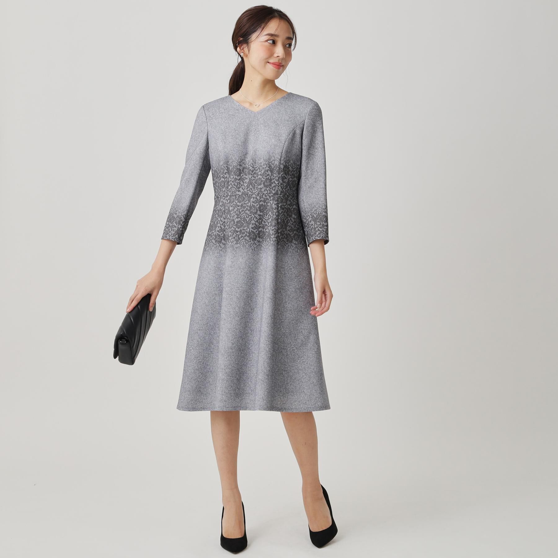 COUP DE CHANCE「【手洗い可／日本製】レース柄プリントワンピース」|ワンピース|