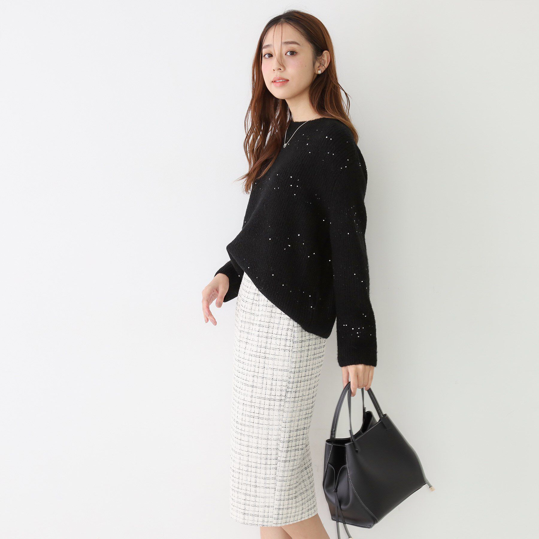 COUP DE CHANCE「【手洗い可】スパンコール付ニットトップス」|ニット・セーター|