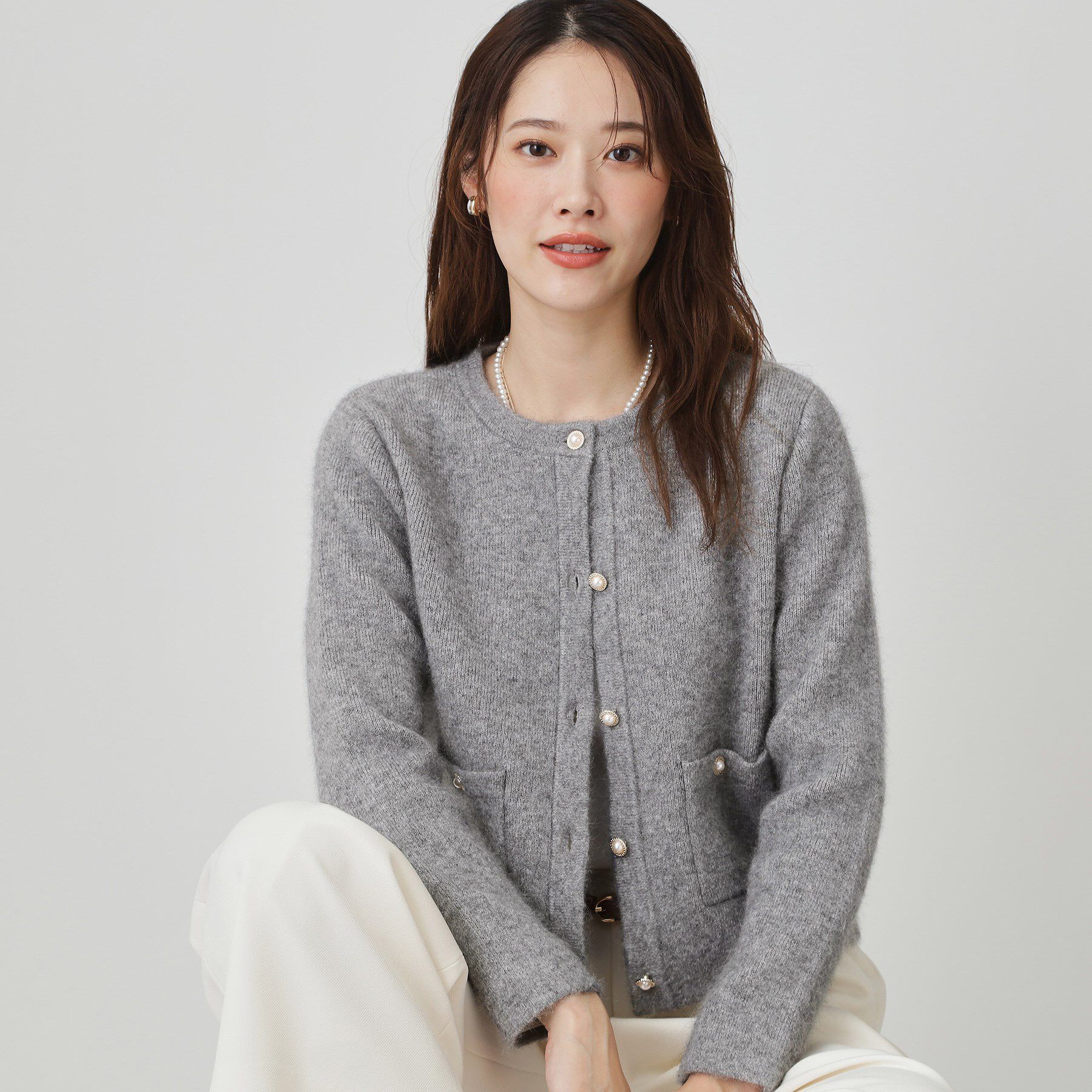 COUP DE CHANCE「【手洗い可】ジャケット風カーディガン」|カーディガン|グレー(012)