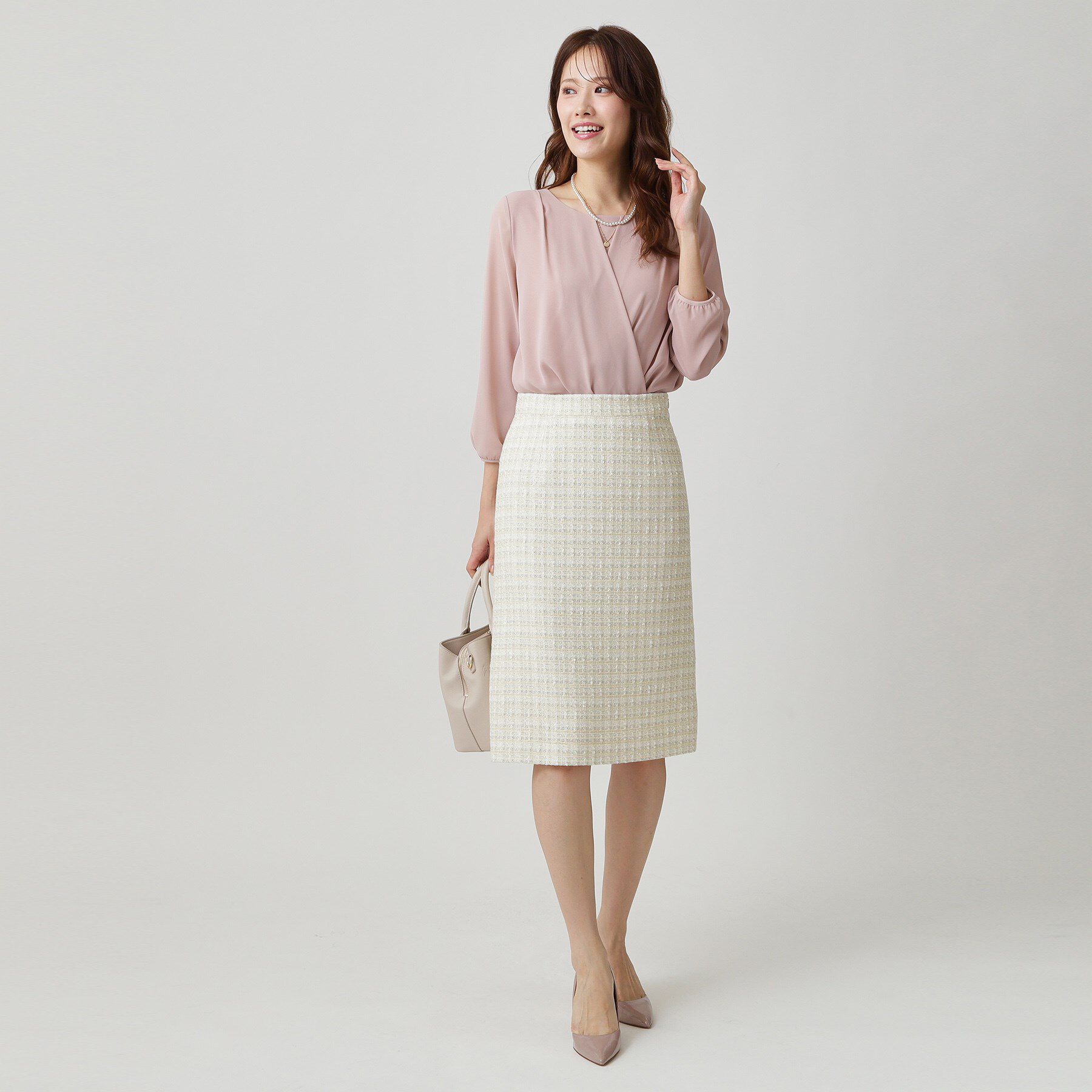 COUP DE CHANCE「【日本製／セットアップ】ファンシーツィードのセミAラインスカート」|スカート|