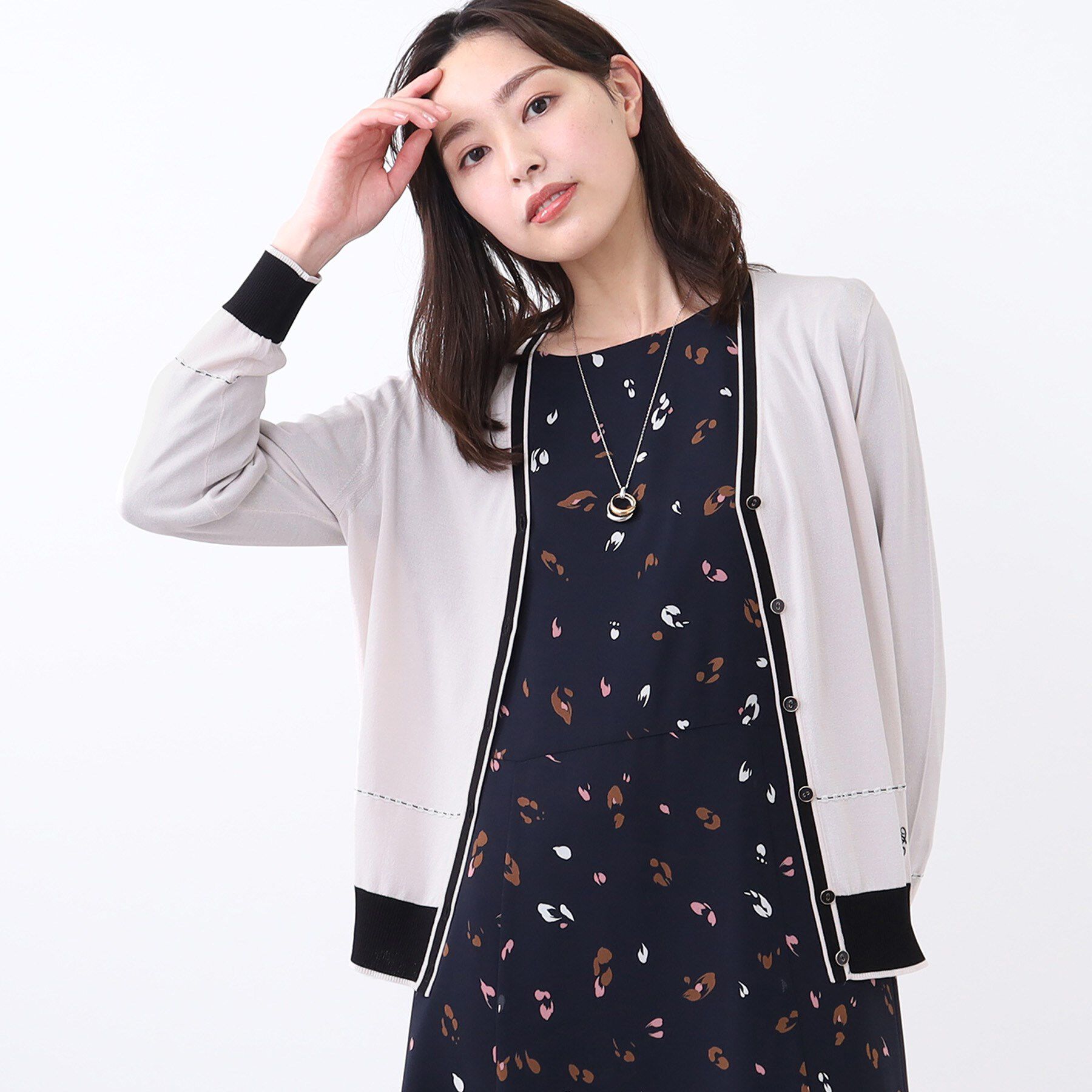 Reflect「【WEB先行カラーあり／手洗い可／アンサンブル可】バイカラーカーディガン」|カーディガン|