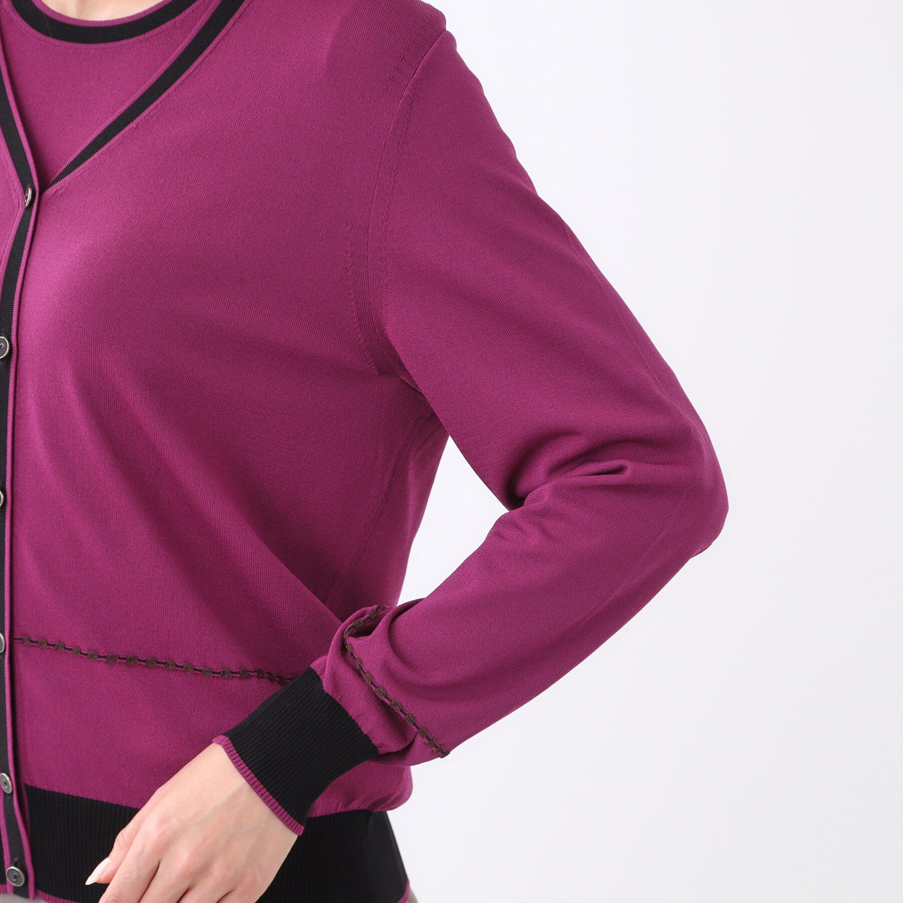 Reflect「【WEB先行カラーあり／手洗い可／アンサンブル可】バイカラーカーディガン」|カーディガン|