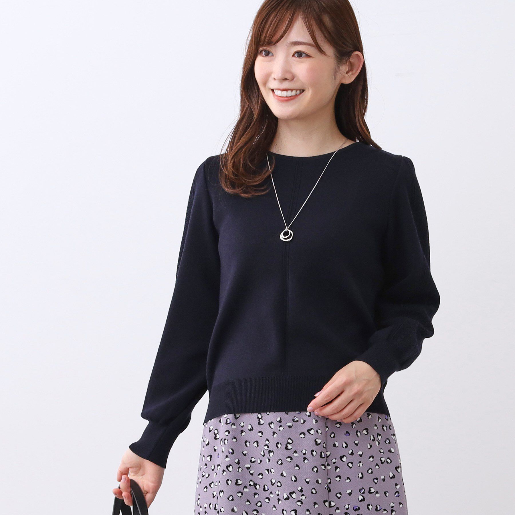 Reflect「【選べる8色／スカートにもパンツにも◎】ウール混ボートネックニット」|ニット・セーター|ネイビー(094)