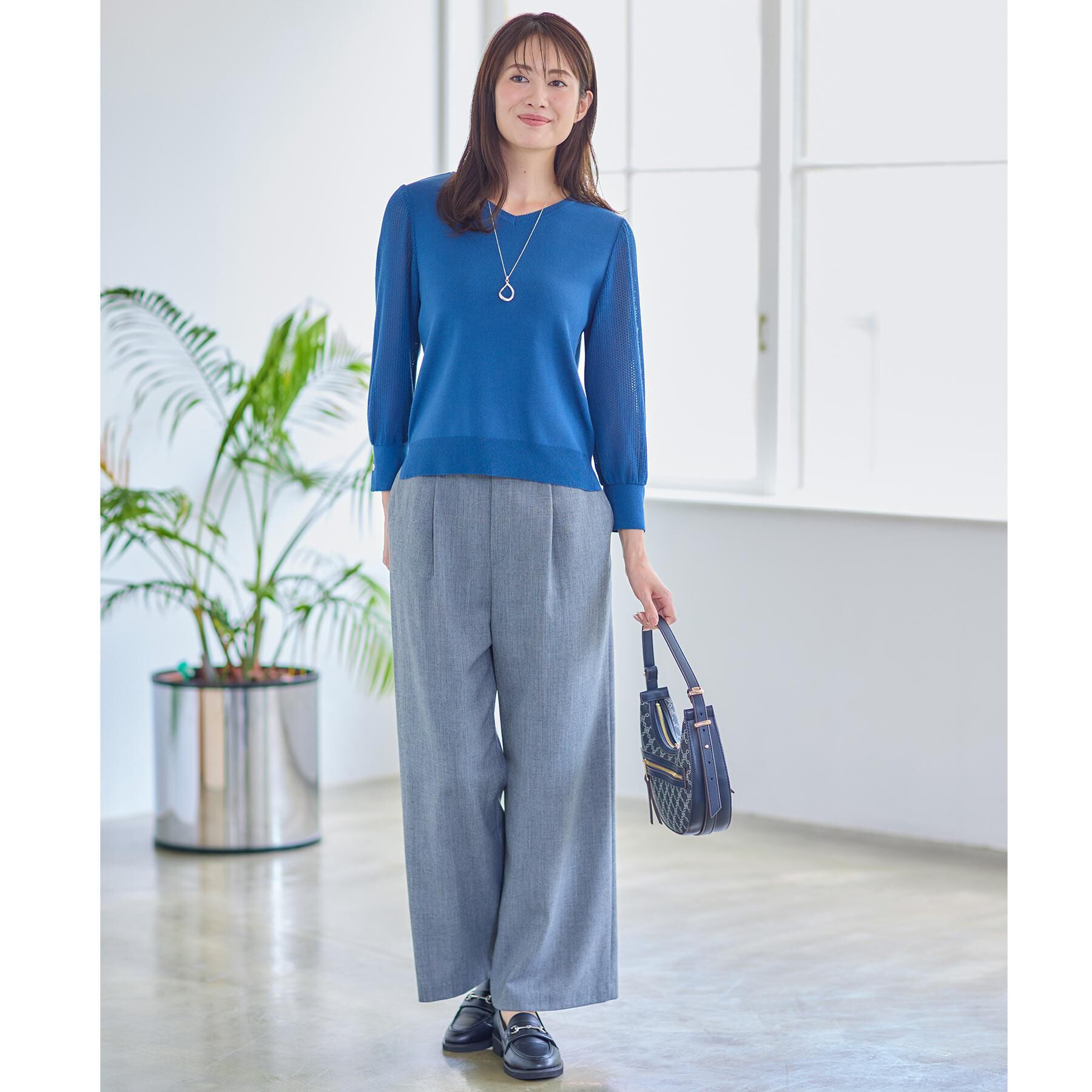 Reflect「【秋映え◎】Vネック&times;メッシュスリーブニット」|ニット・セーター|