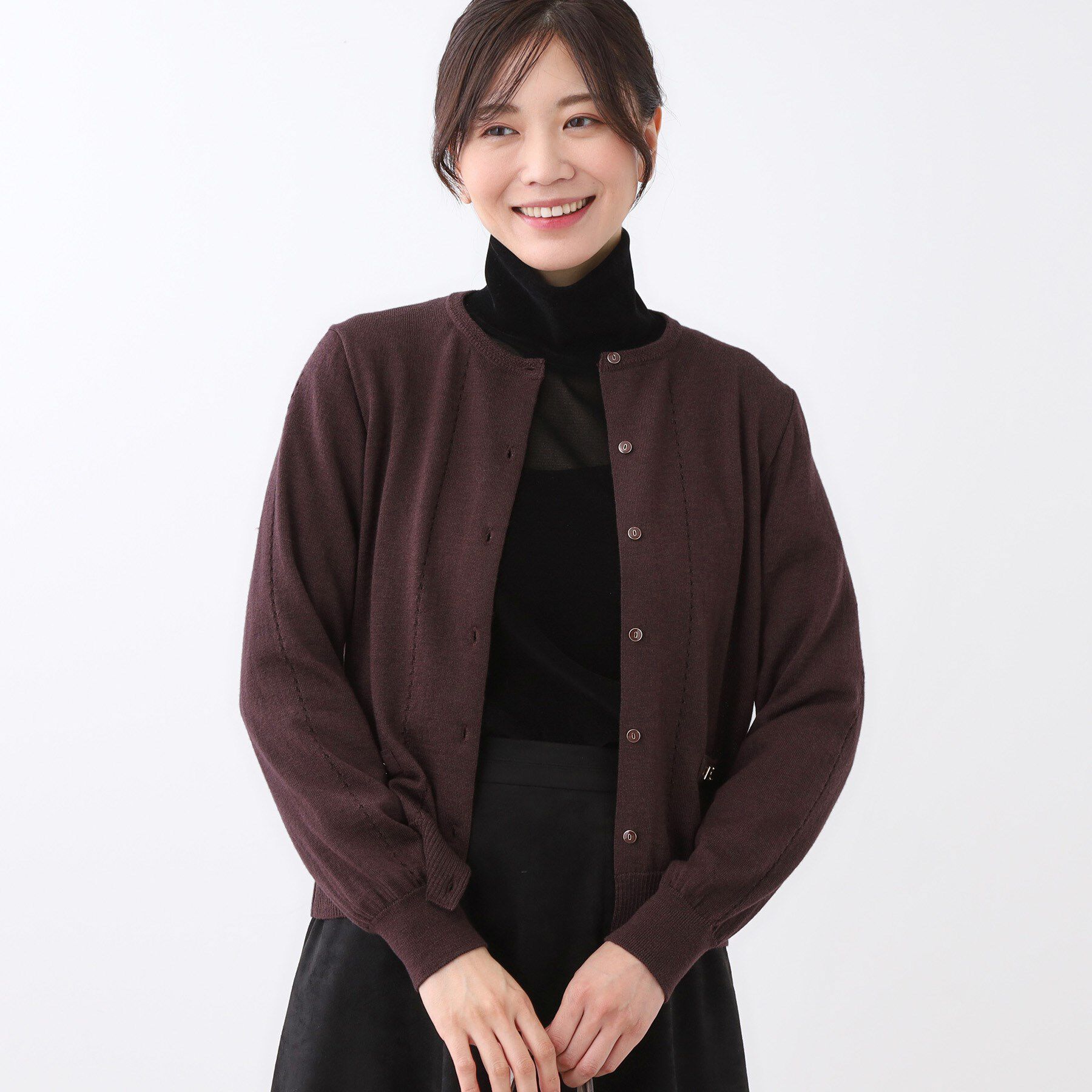 Reflect「【WEB先行カラーあり／軽い羽織に◎／アンサンブル可】透かし柄カーディガン」|カーディガン|