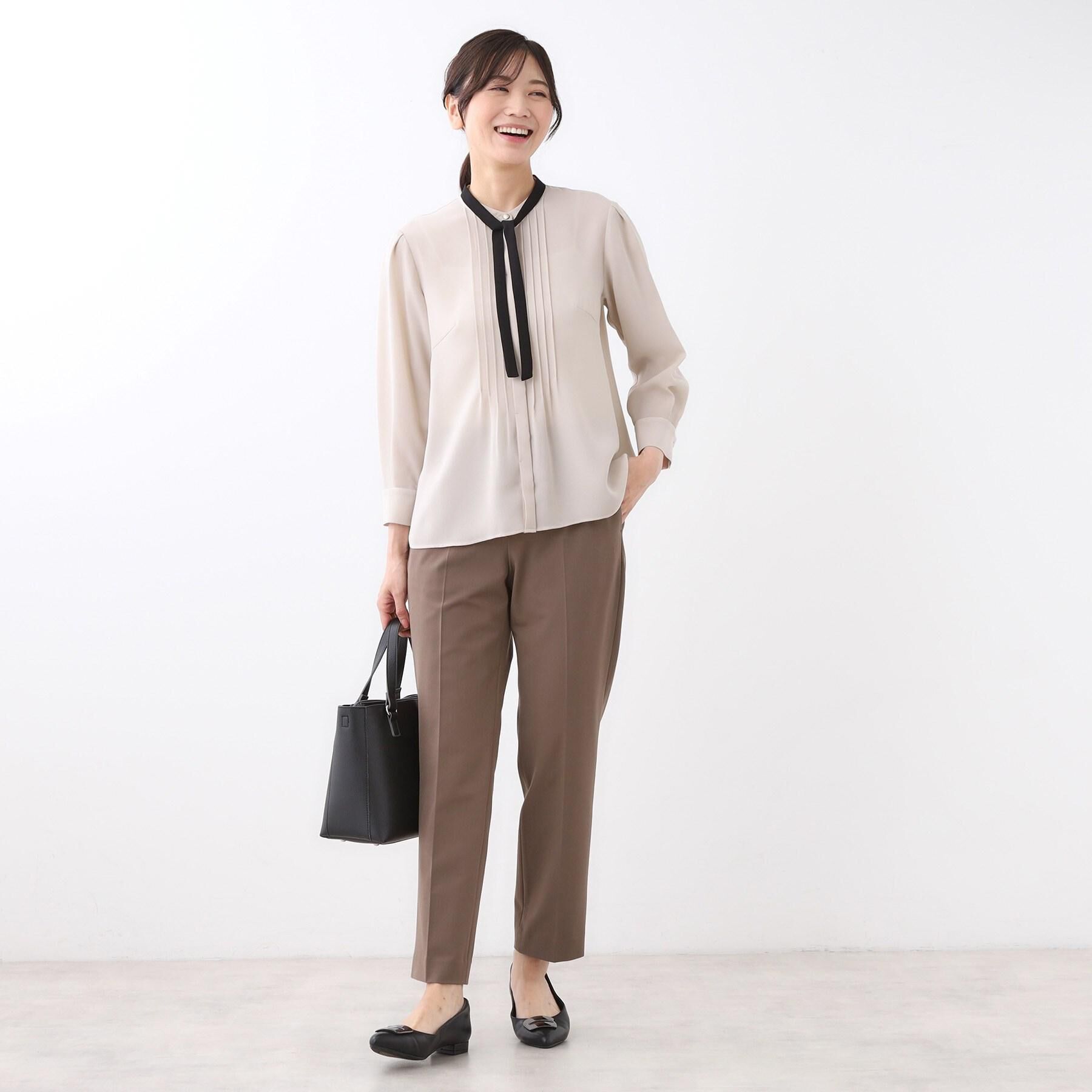 Reflect「【配色ボウタイ付き】八分袖ジョーゼットブラウス」|シャツ・ブラウス|