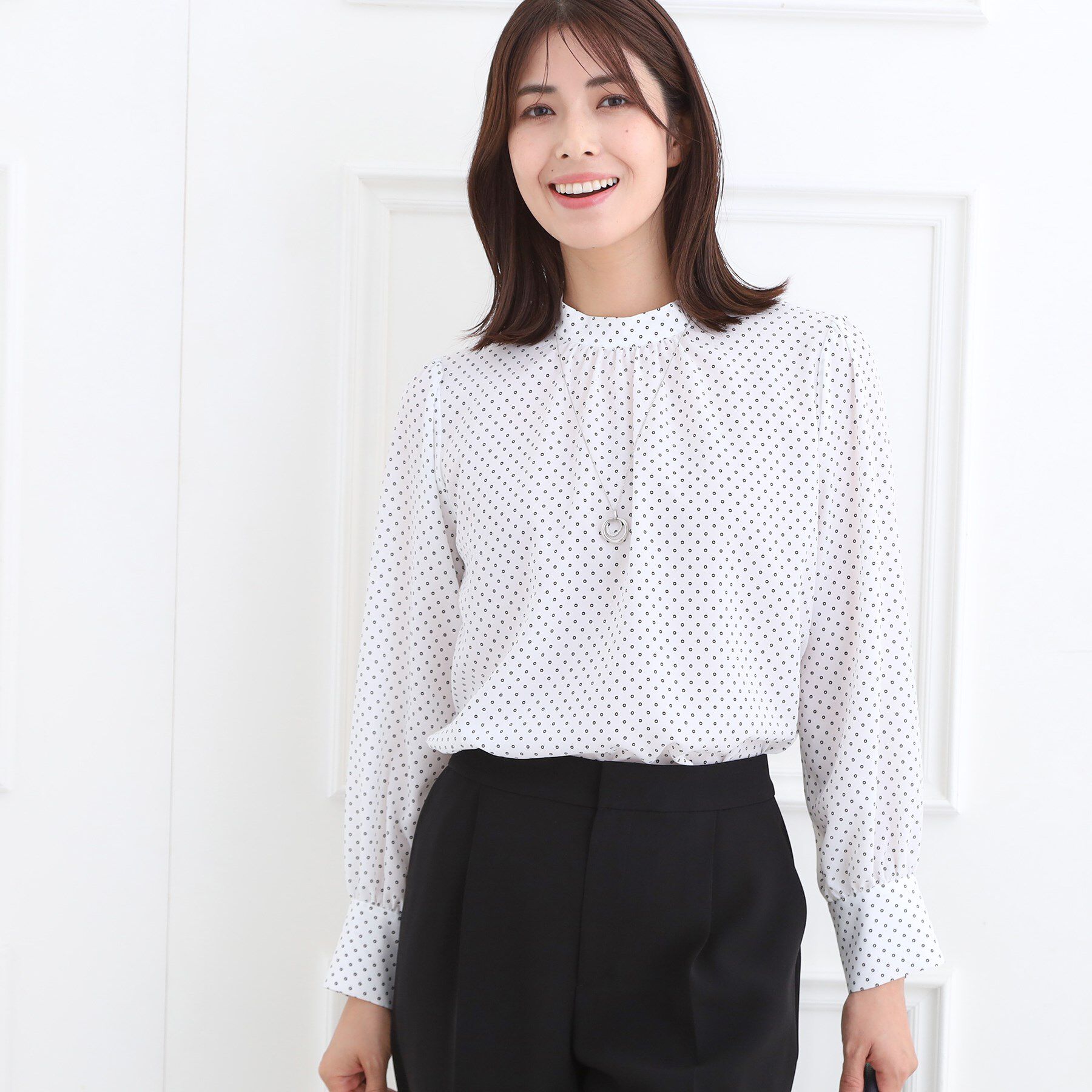 Reflect「【フォーマル／入卒】ドットプリントブラウス」|シャツ・ブラウス|