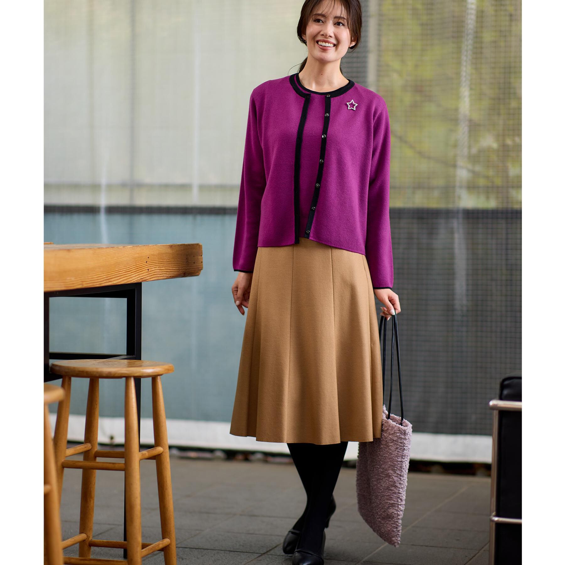 Reflect「【秋映え／単品使い◎／すっきり見え】ブローチ付きニットアンサンブル」|その他|