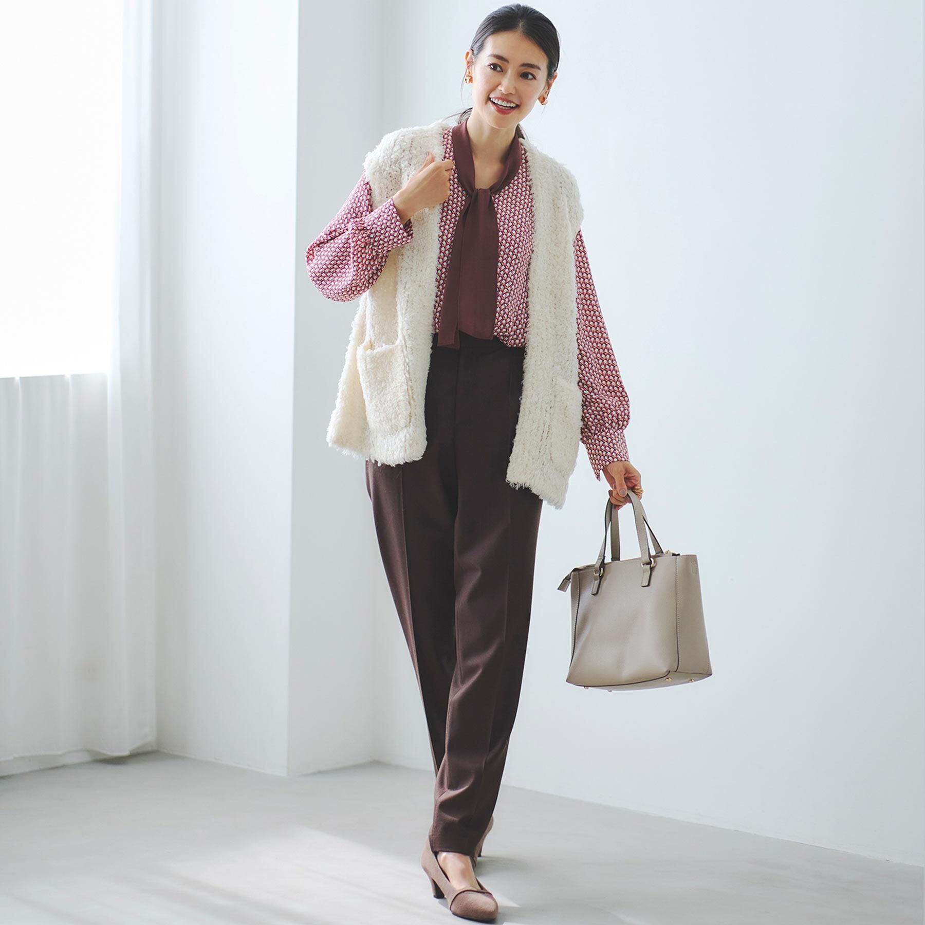 Reflect「【レイヤードに◎】ボウタイプリントブラウス」|シャツ・ブラウス|