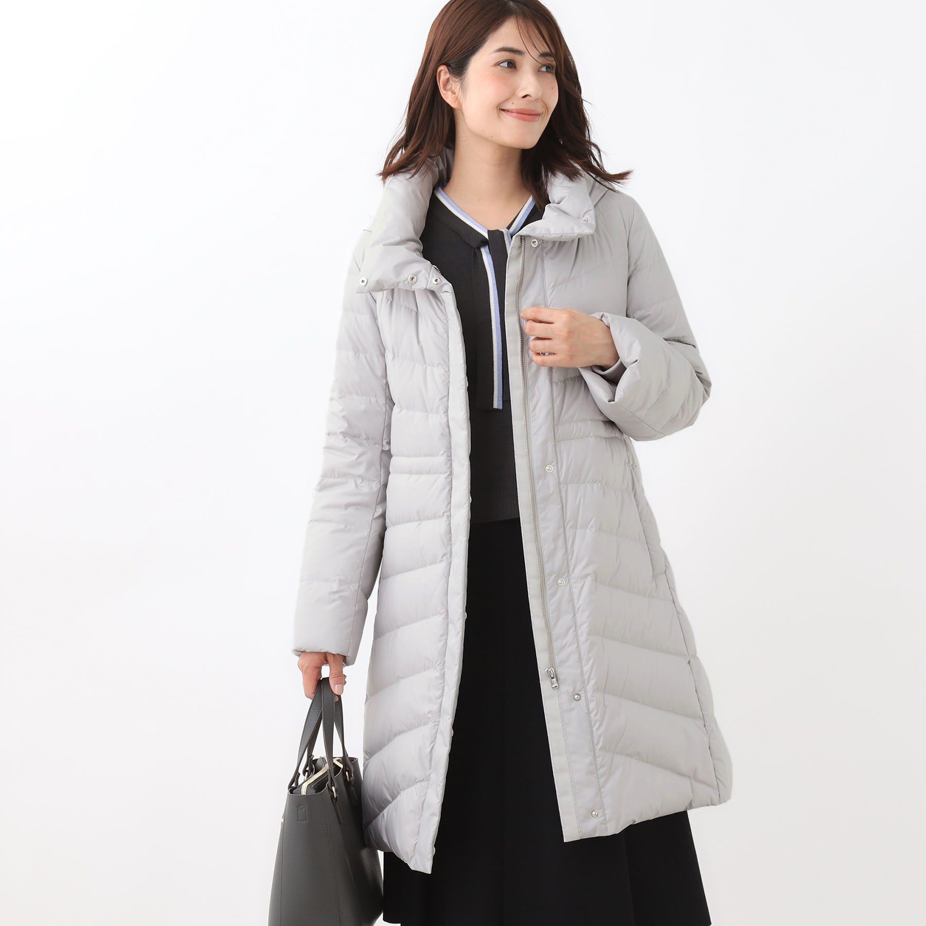 Reflect「【定番人気／ウエスト調整可】フーデッドロングダウンコート」|ダウン|ライトグレー(011