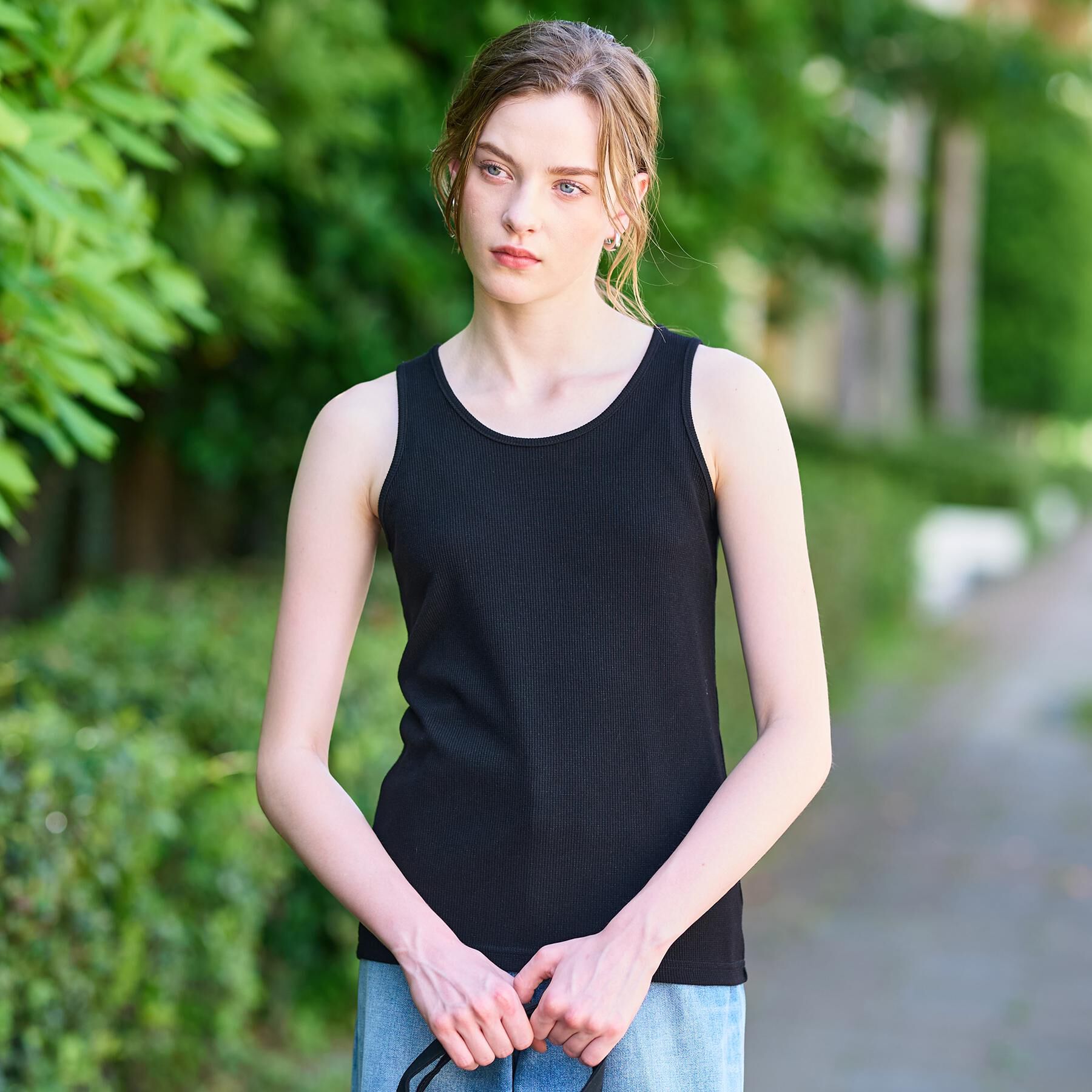 DRESSTERIOR「ラメテレコレギュラータンクトップ」|キャミソール|