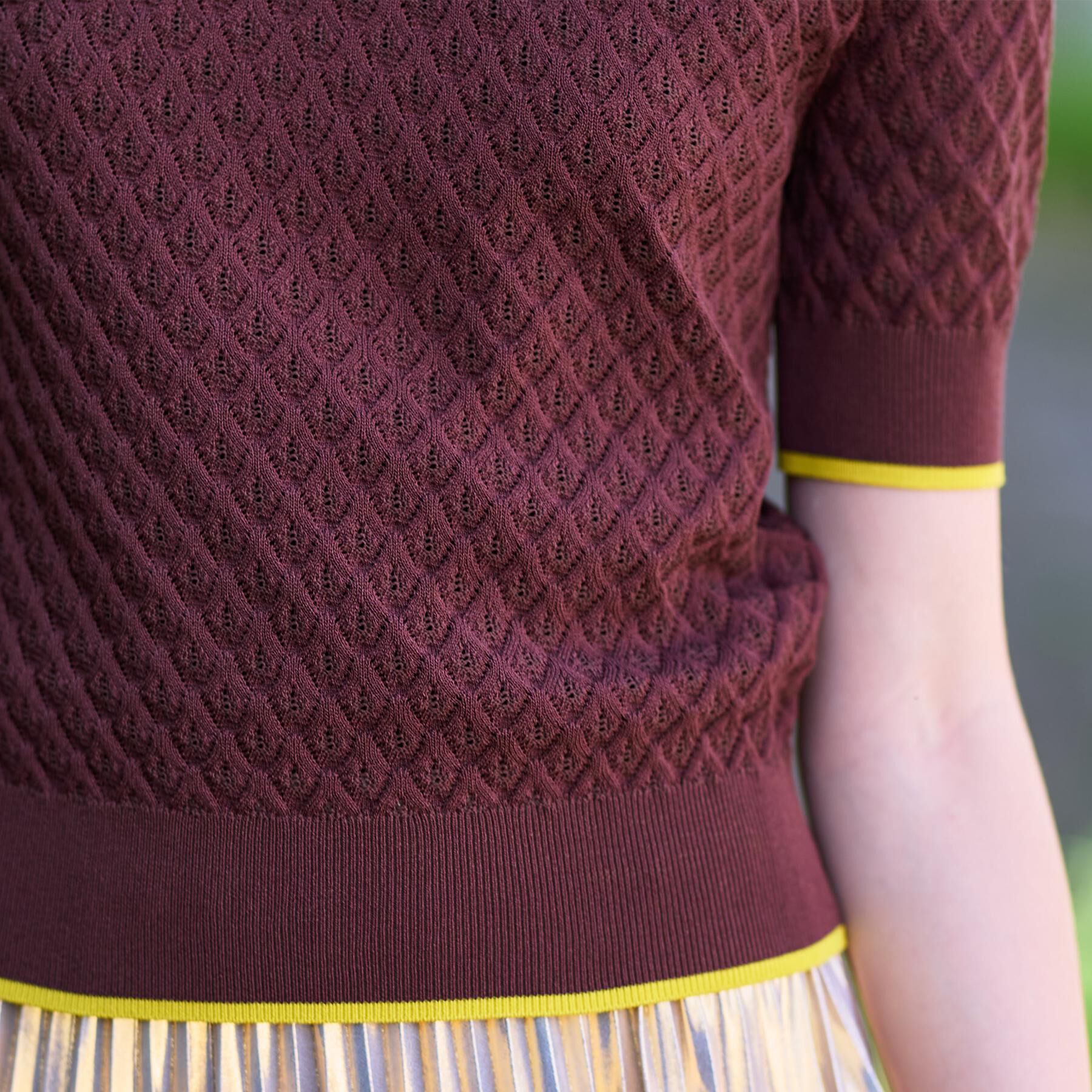 DRESSTERIOR「【6色展開/オンオフ】レース編みハーフスリーブニット」|ニット・セーター|