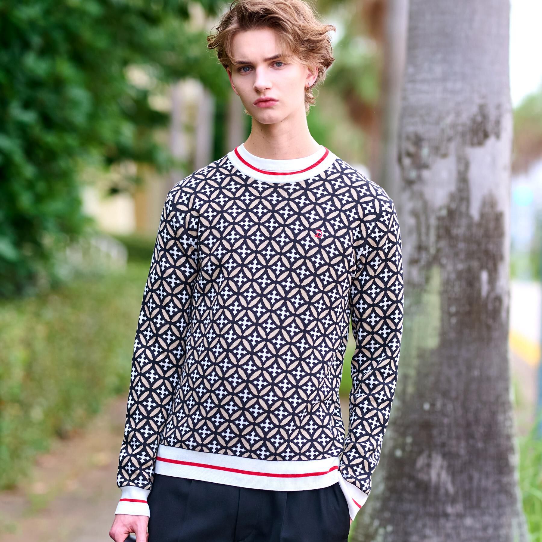 DRESSTERIOR「オーバーラップサークルジャカードニット」|ニット・セーター|ベージュ(152)