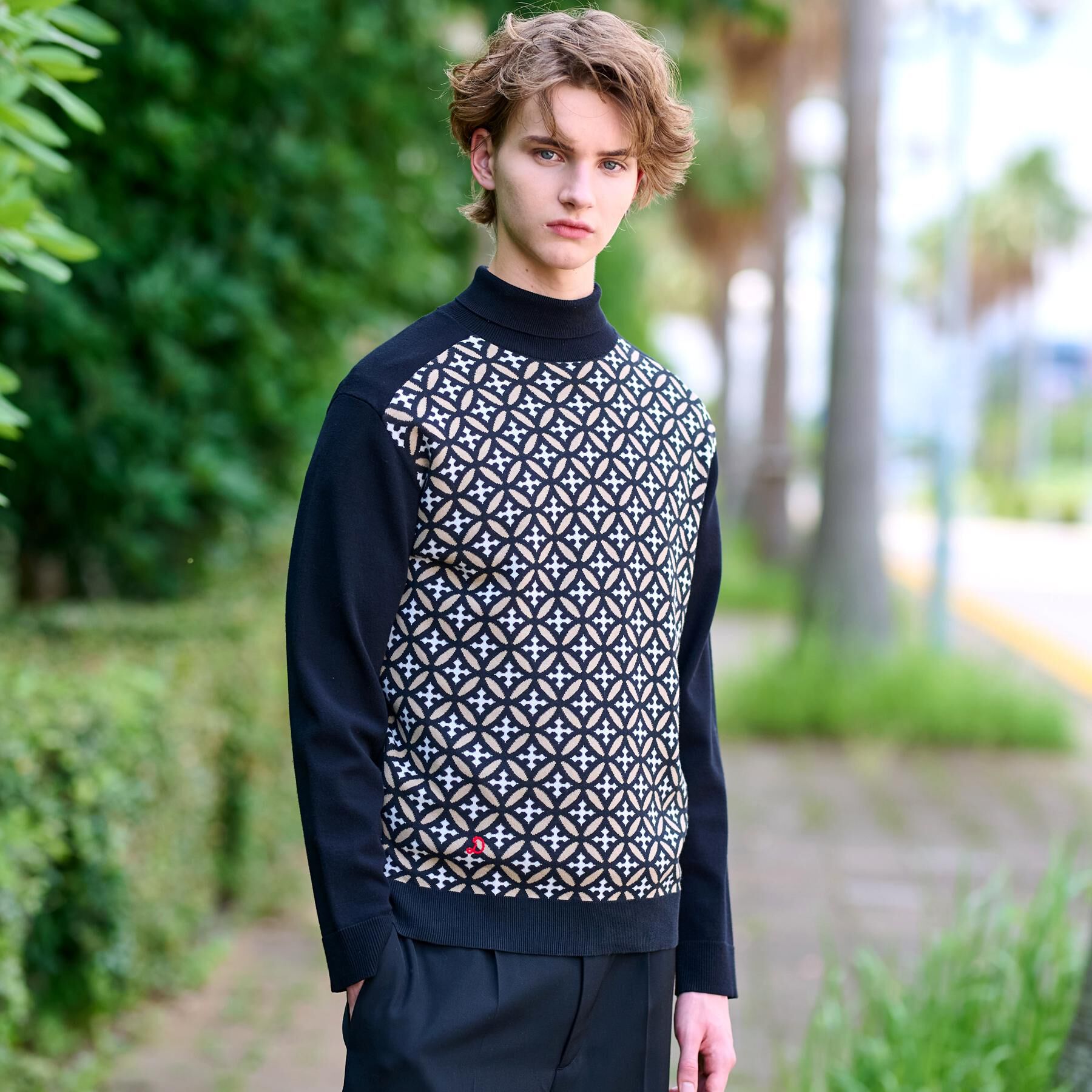 DRESSTERIOR「オーバーラップサークルジャカード タートルニット」|ニット・セーター|