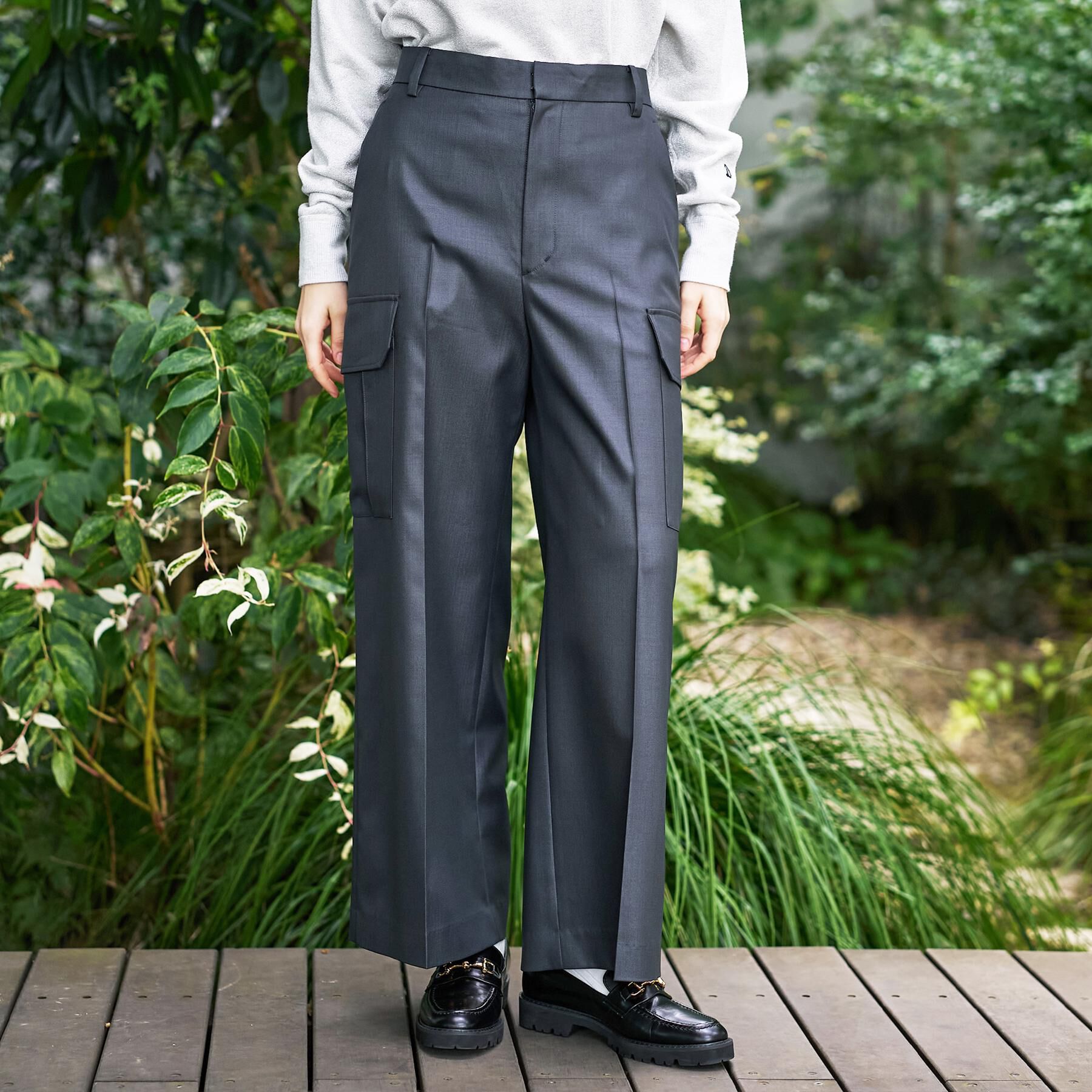 DRESSTERIOR「ラスターツイルワイドカーゴパンツ」|その他|チャコールグレー(0