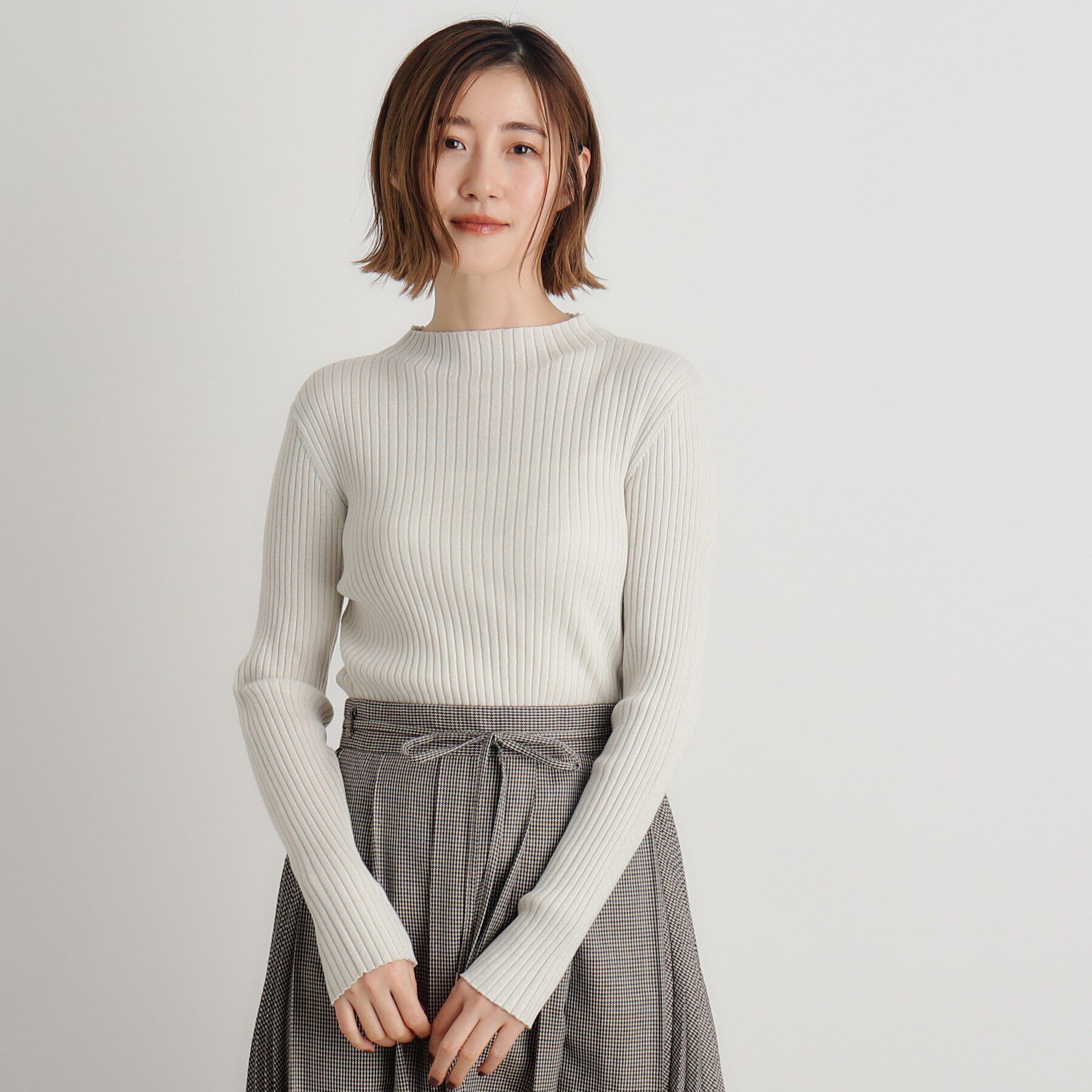 grove「バック釦ラメリブニットプルオーバー」|ニット・セーター|