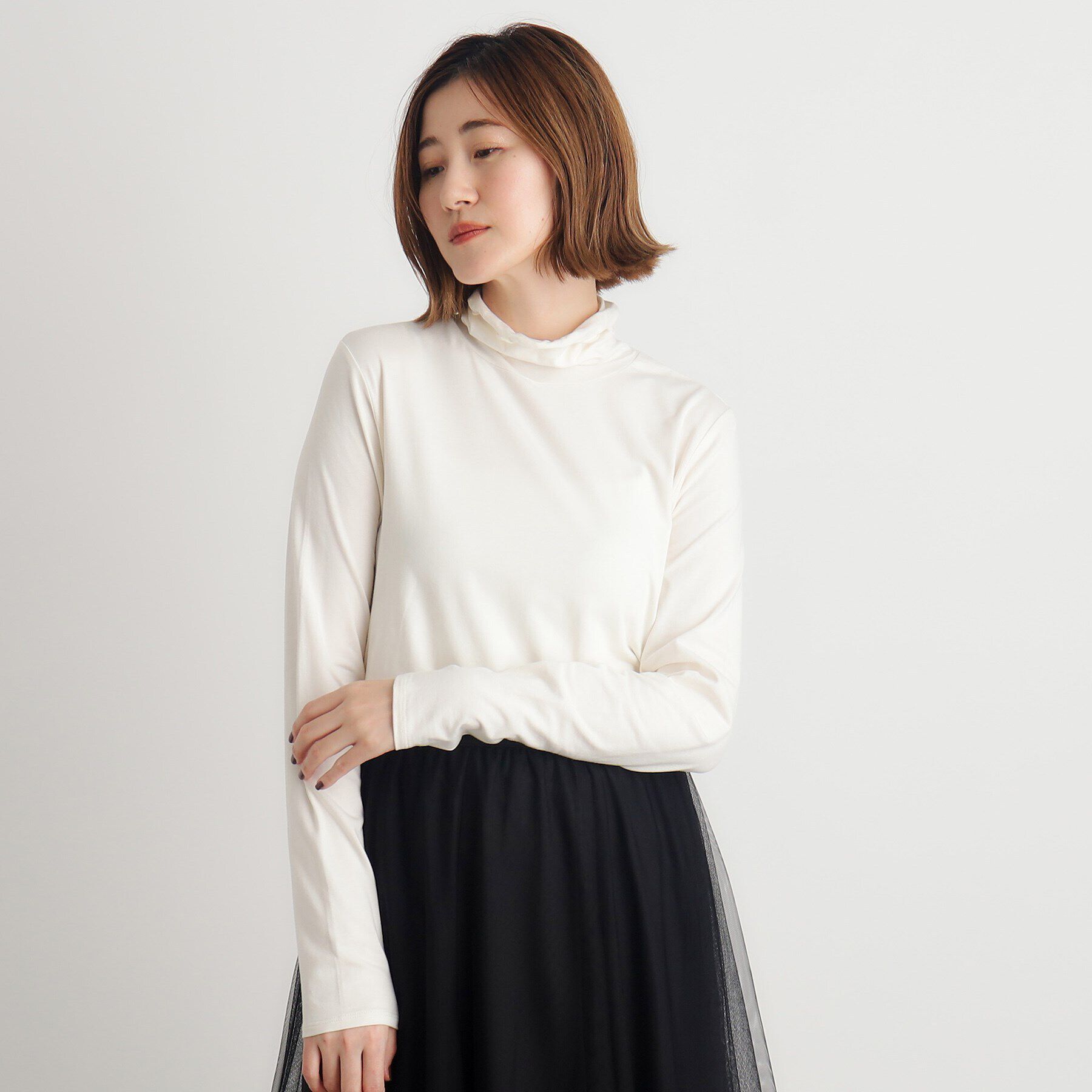 grove「【吸湿発熱MW】メロータートルネックプルオーバー」|Tシャツ・カットソー|オフホワイト(003