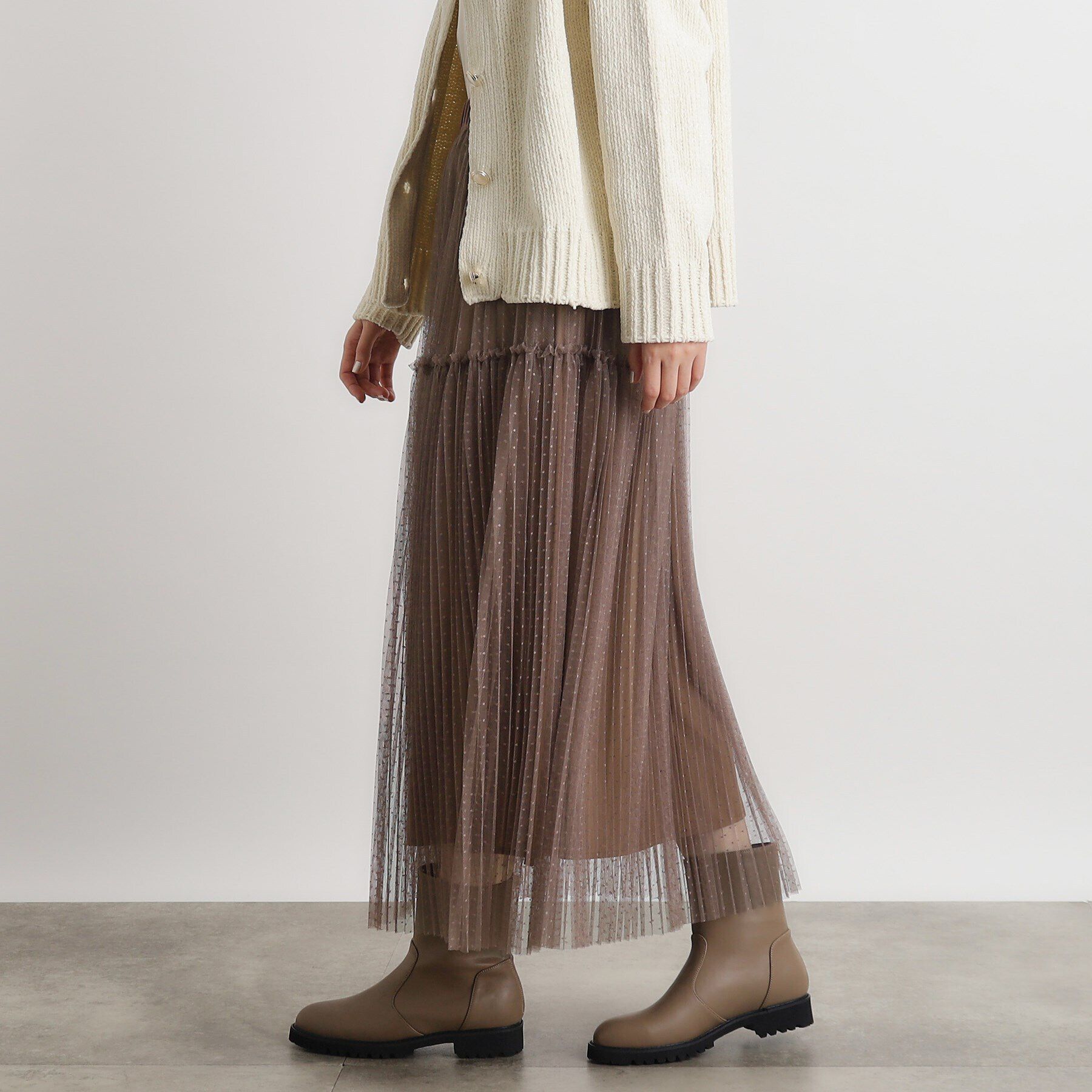 grove「ドットチュールプリーツスカート」|スカート|