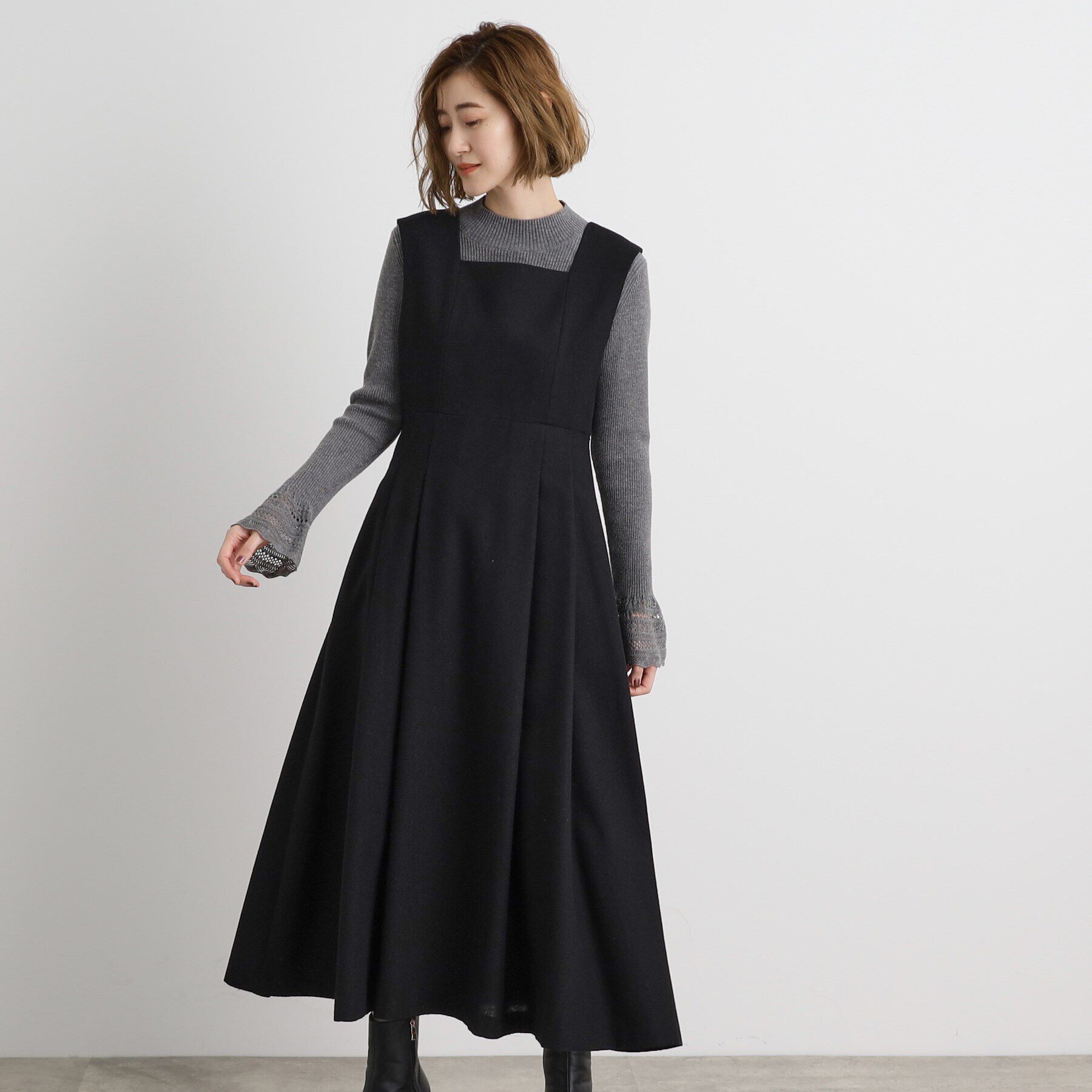 grove「【前後2WAY】ラメツイードフレアージャンドレ」|ワンピース|