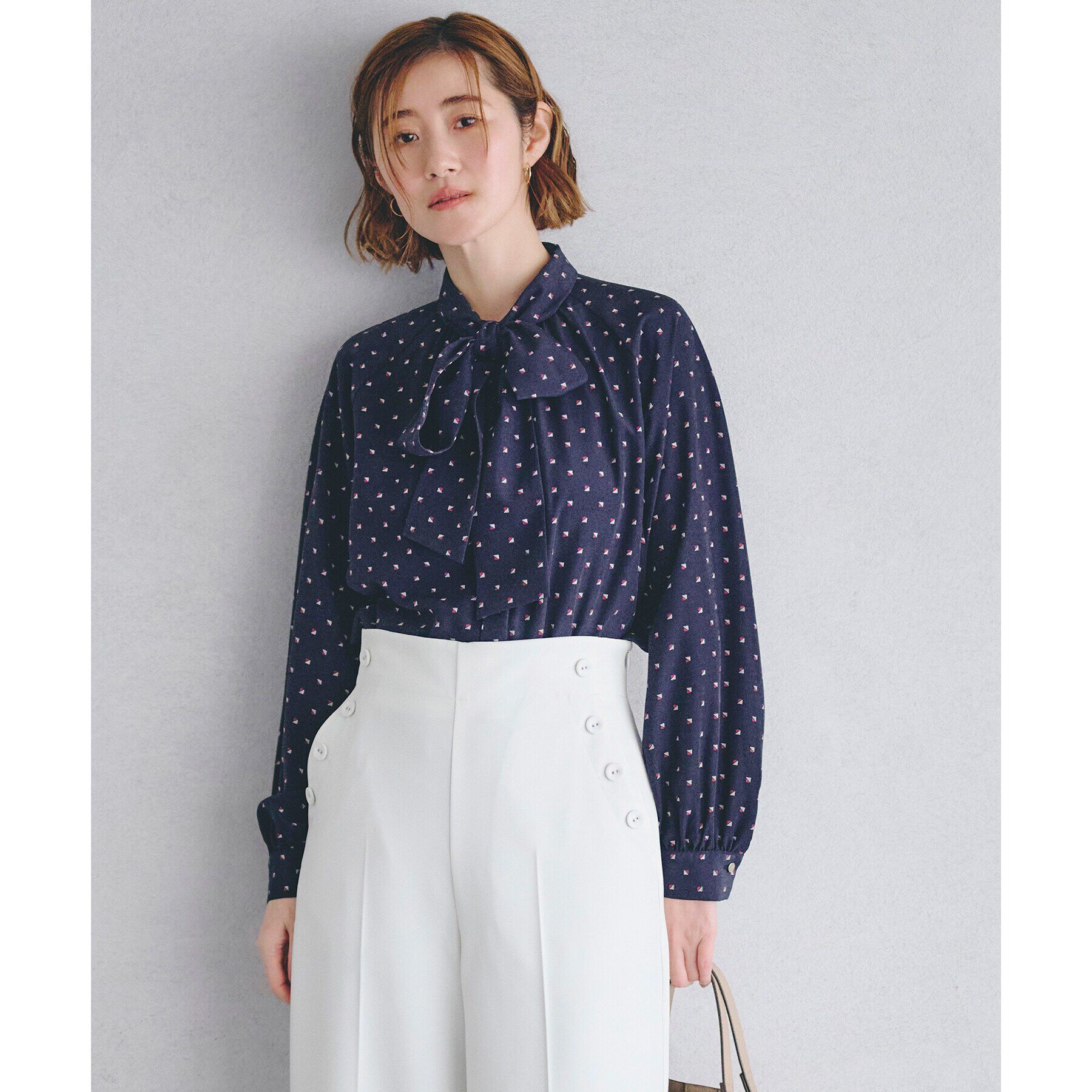 grove「2WAYラグランスリーブボウタイブラウス」|シャツ・ブラウス|ブルー(193)