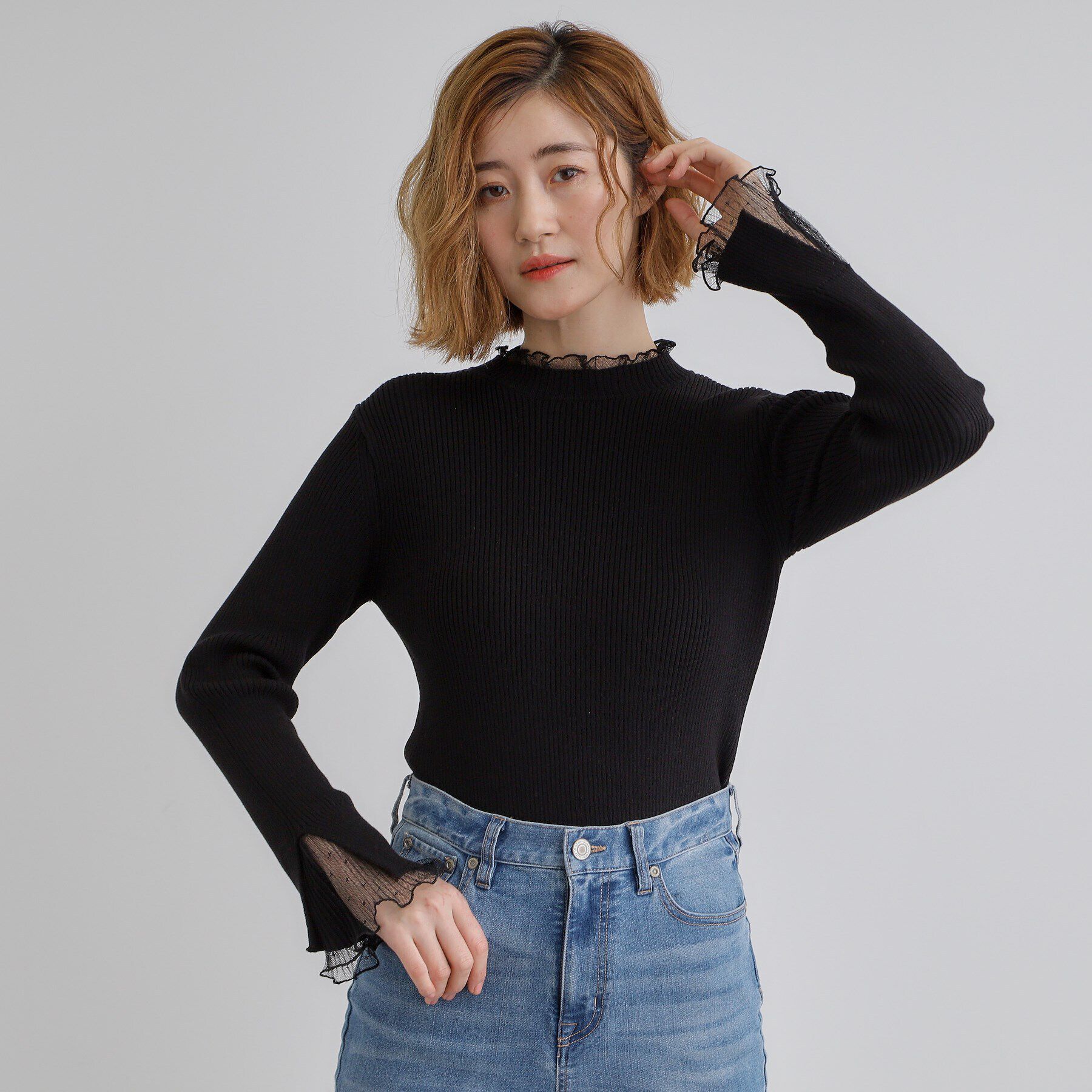 grove「チュールプリーツレイヤードプルオーバー」|ニット・セーター|