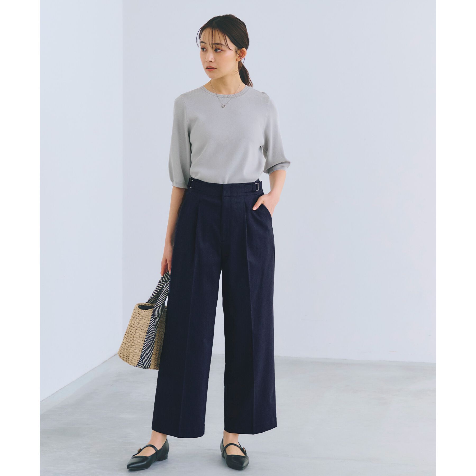 grove「ひんやり多機能・やわらかドライタッチ五分袖プルオーバー」|ニット・セーター|