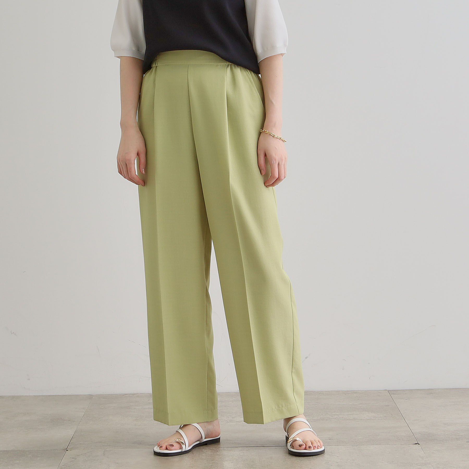 grove「【洗える・シワになりにくい】麻調センタープレスワイドパンツ」|その他|