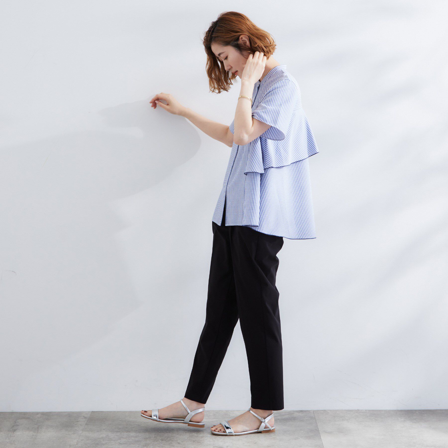 grove「【360&deg;抜かりない】ストライプアソートバックフレアブラウス」|シャツ・ブラウス|