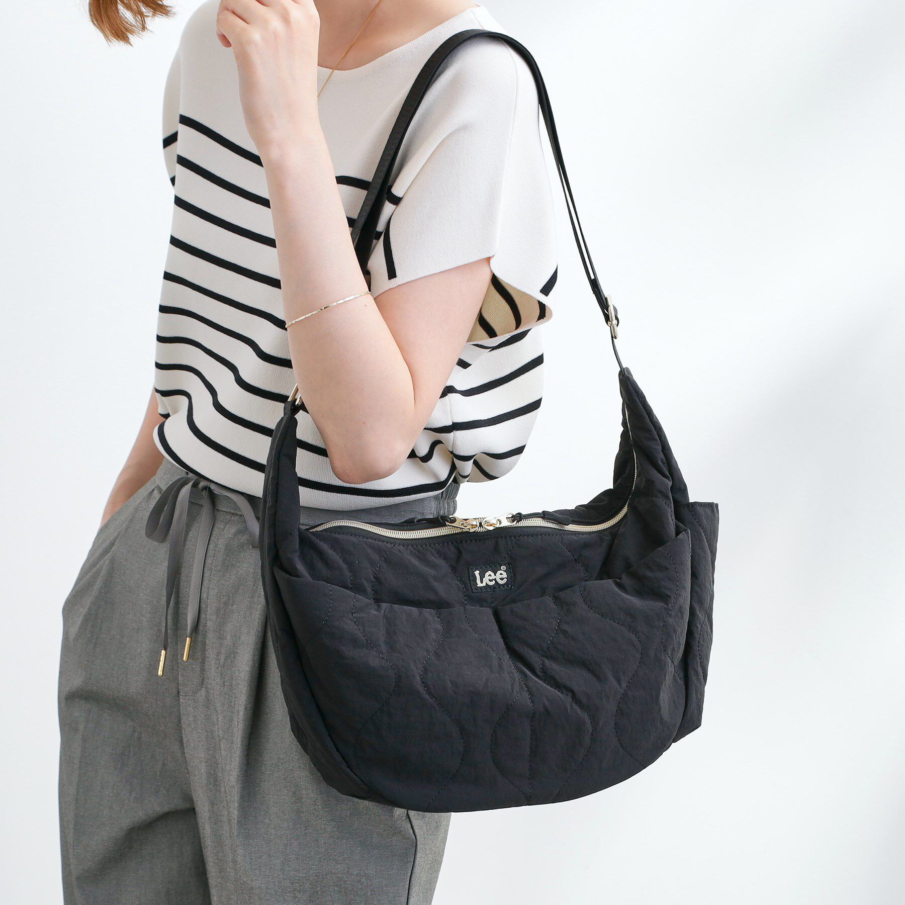 grove「【Lee別注・撥水】多ポケキルトムーンショルダー」|ショルダー・メッセンジャー|ブラック(019)