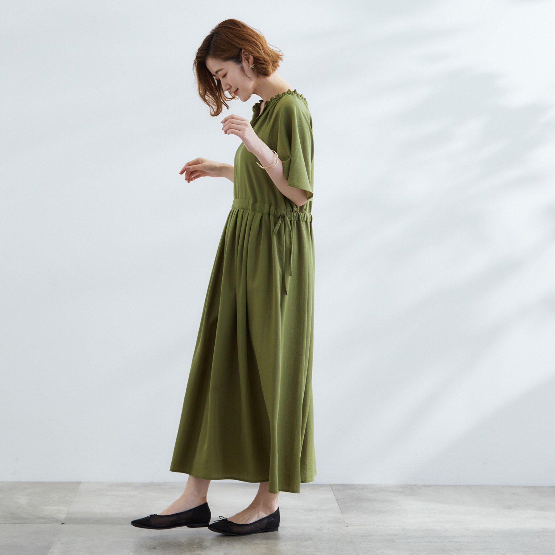 grove「【晴れの日も雨の日も】撥水エアリーフレアスリーブワンピース」|ワンピース|