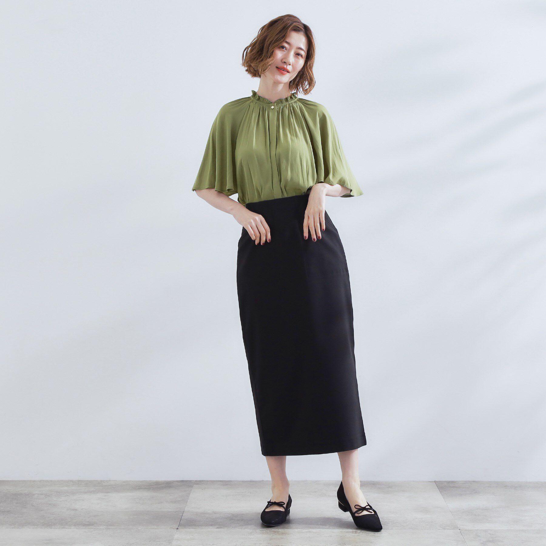 grove「【洗える/お仕事/二の腕カバー】ヴィンテージサテンブラウス」|シャツ・ブラウス|