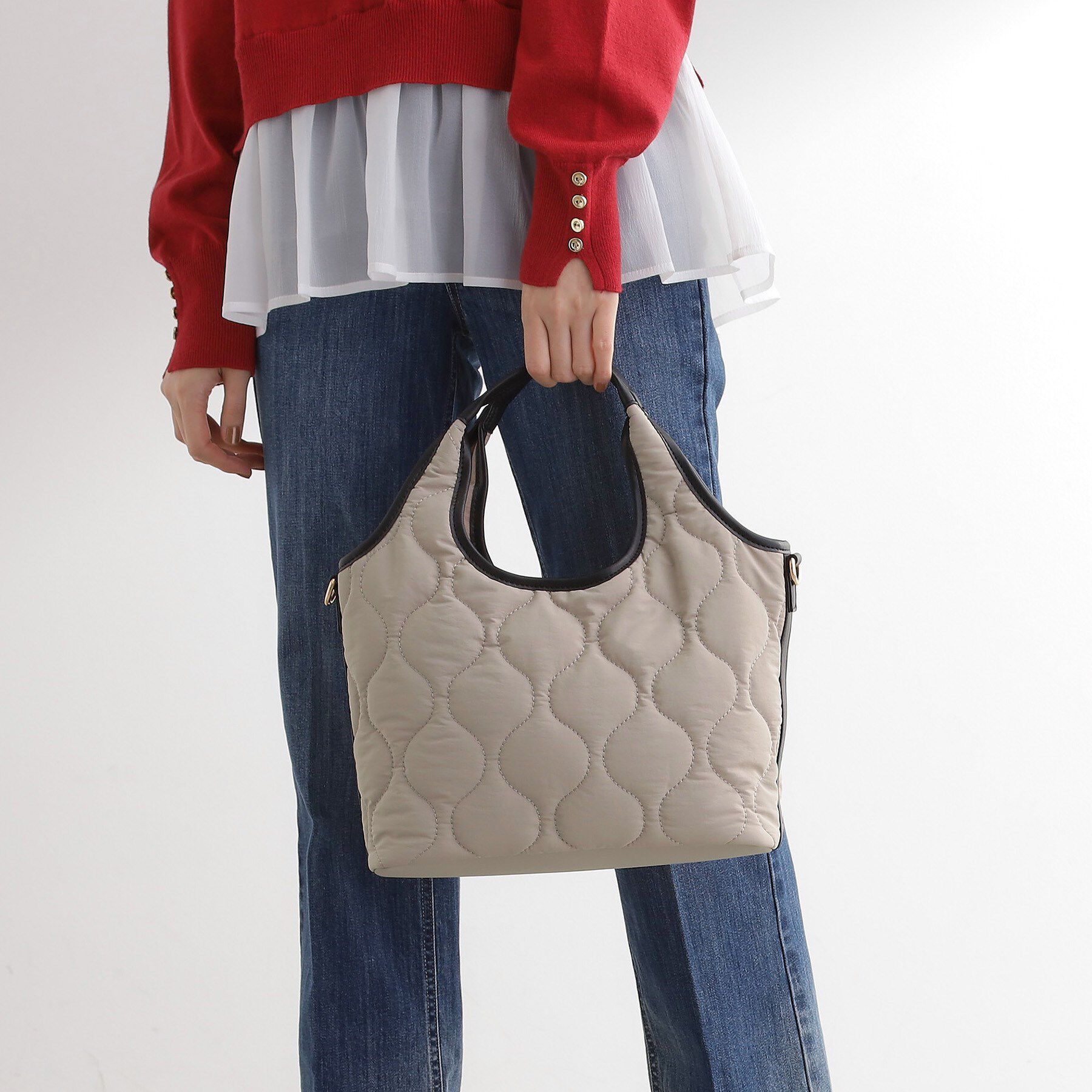 grove「【撥水】キルトクリテ2WAYトート」|トートバッグ|グレージュ(050)