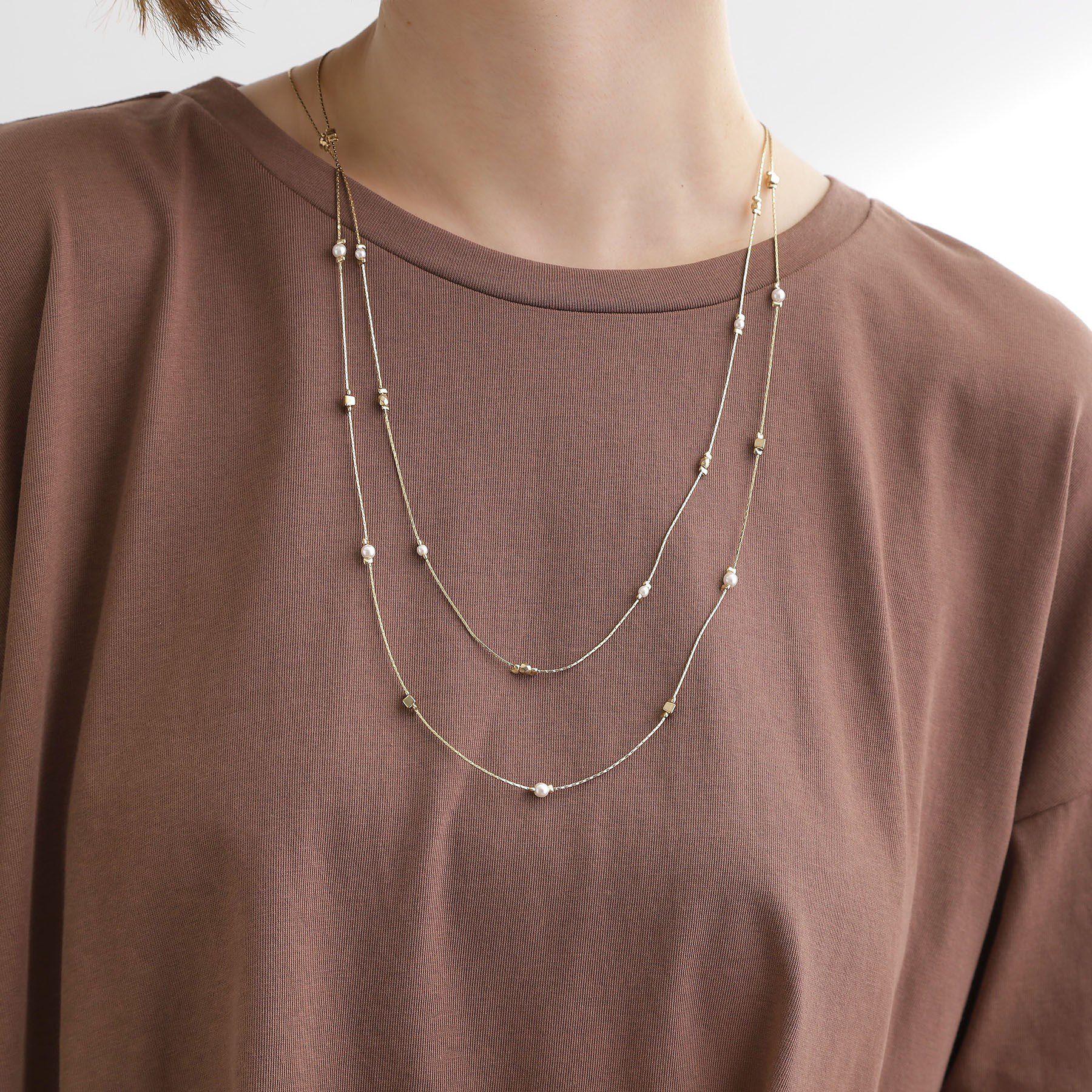 grove「飛ばしメタルパール調ネックレス」|ネックレス|