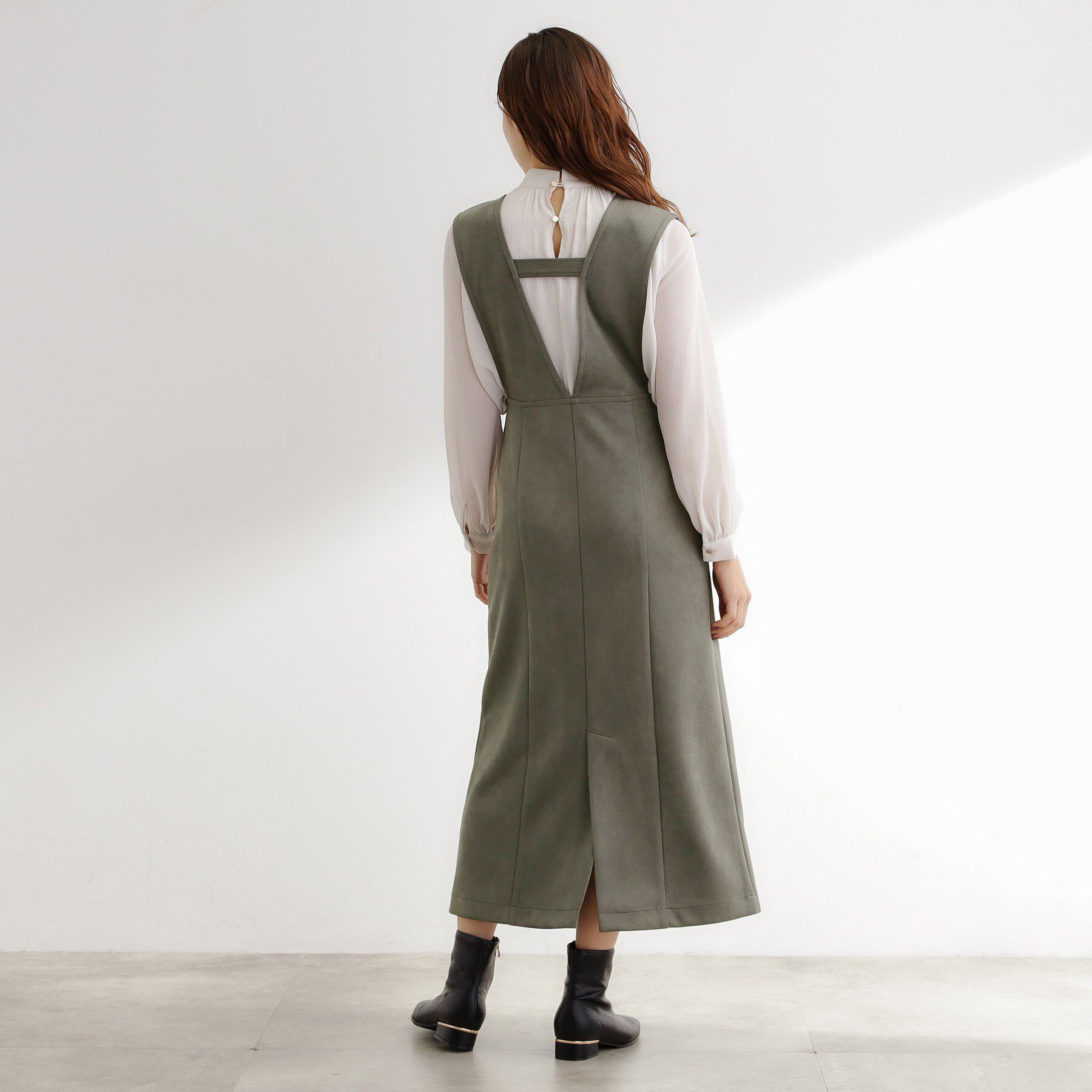 grove「【秋から冬まで活躍】スエードライクジャンパードレス」|ワンピース|