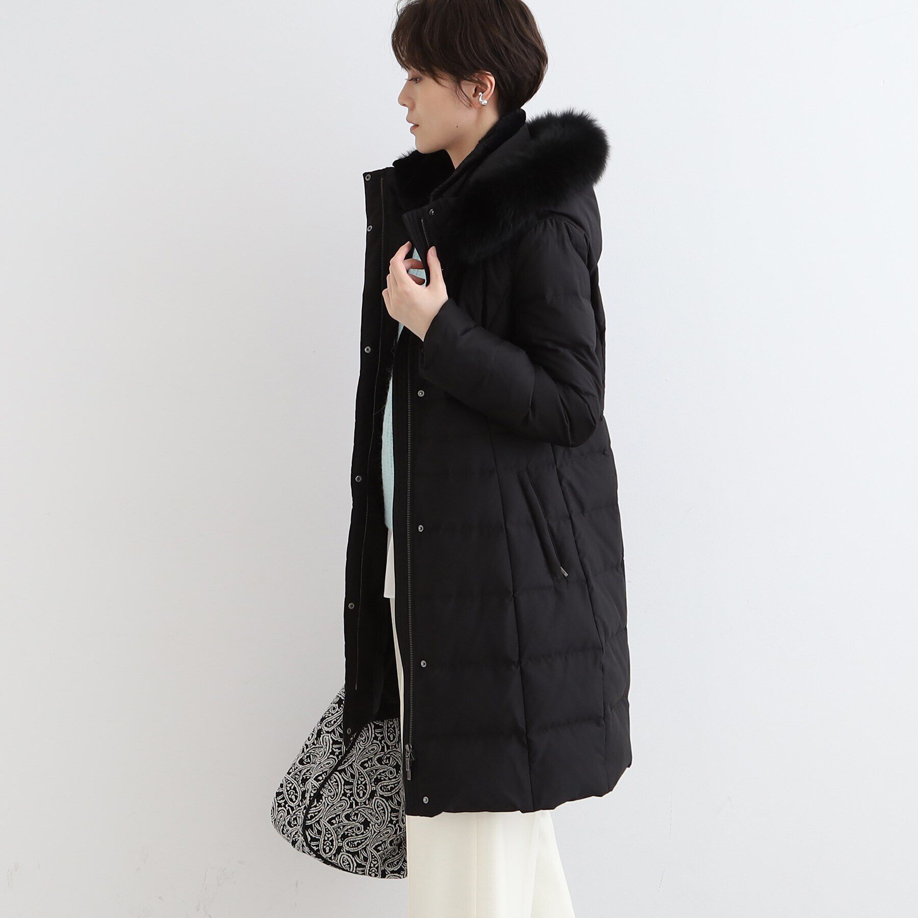 INDIVI「【リニューアル！／マルチWAY／フォックスファー／ロング丈】リサイクルダウンコート」|ダウン|