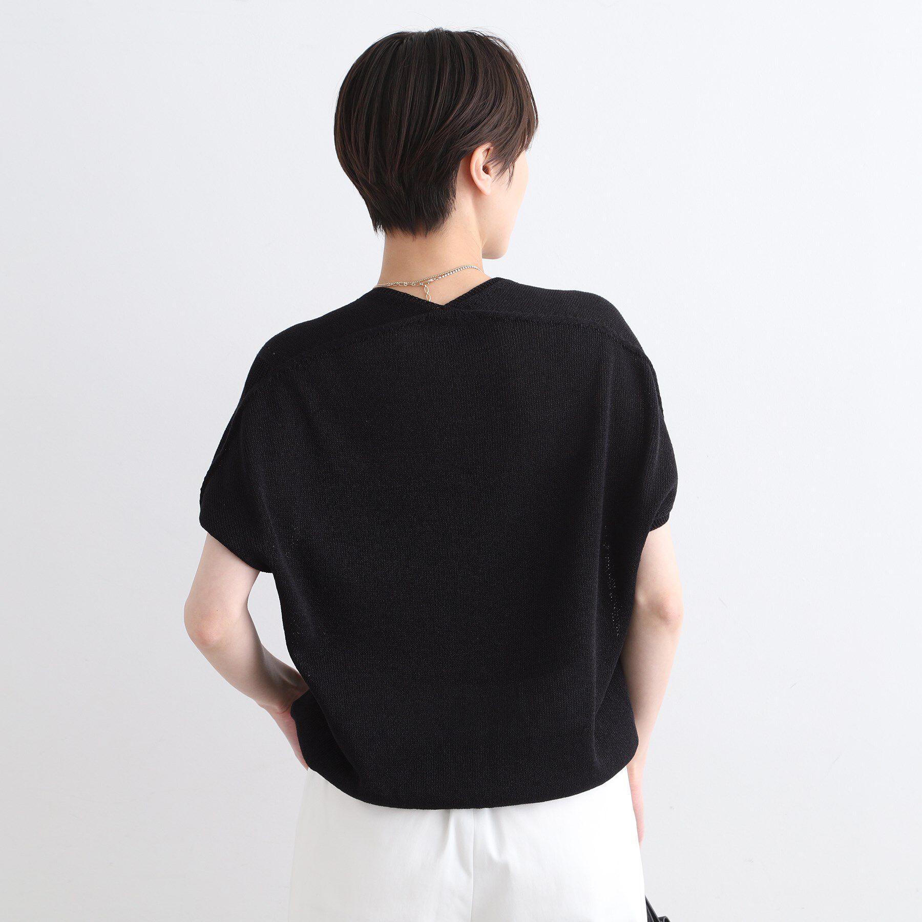 INDIVI「【洗える／サマーニット】無縫製ペーパーヤーンアシメ編地ニット」|ニット・セーター|