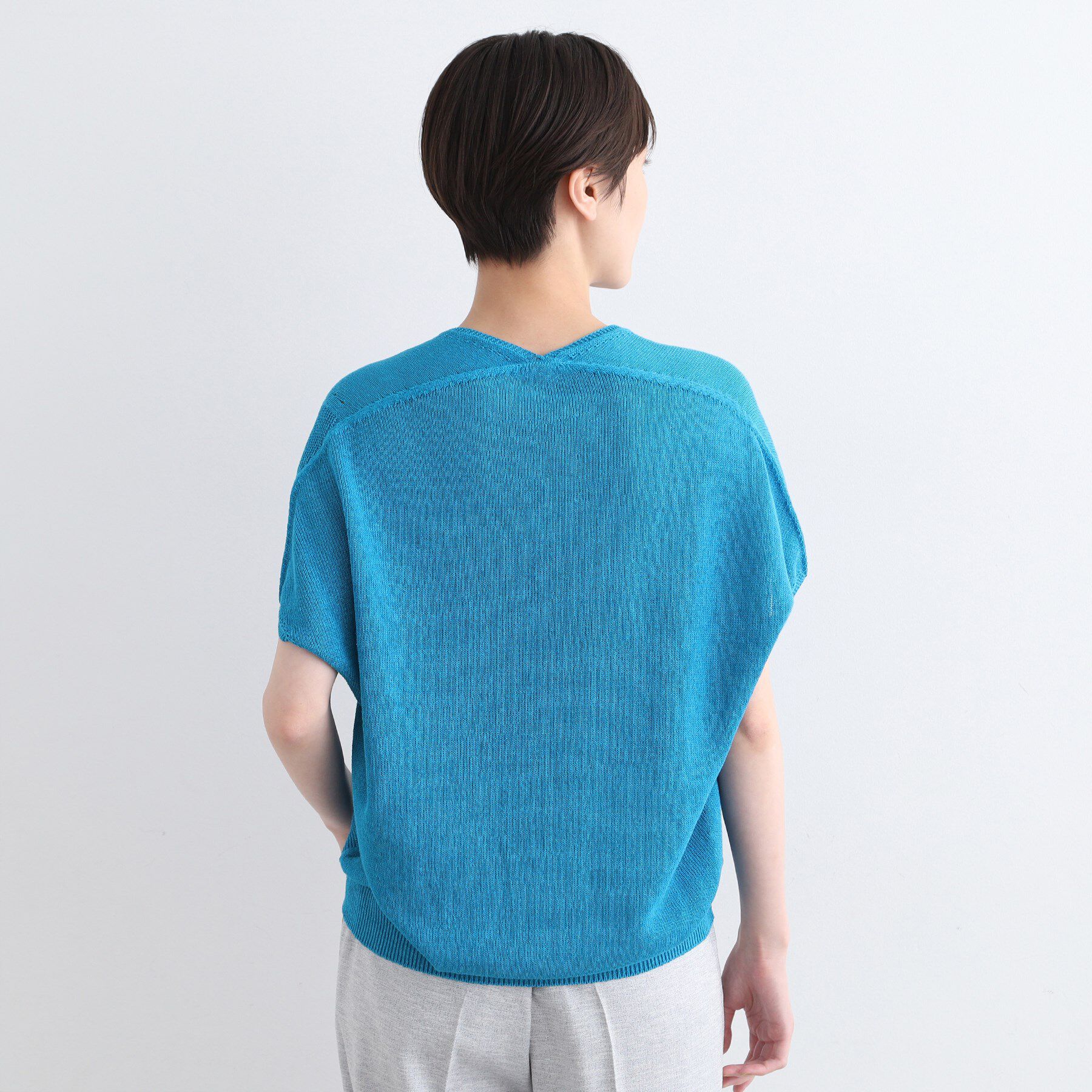 INDIVI「【洗える／サマーニット】無縫製ペーパーヤーンアシメ編地ニット」|ニット・セーター|