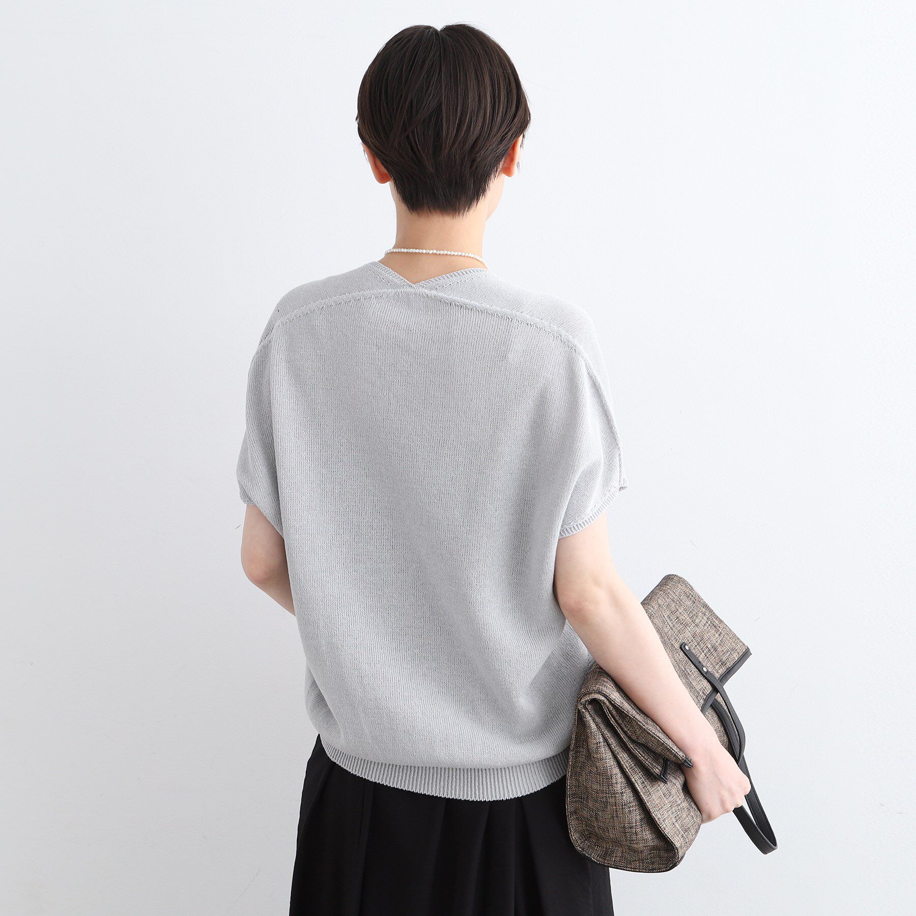 INDIVI「【洗える／サマーニット】無縫製ペーパーヤーンアシメ編地ニット」|ニット・セーター|