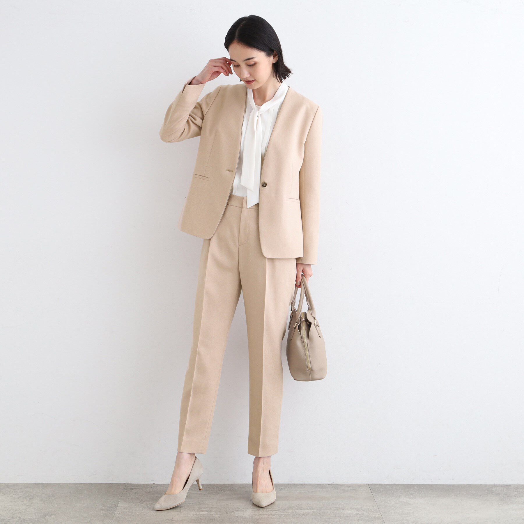 INDIVI「【洗える／UVケア／定番スーツ】ウール調テーパードパンツ」|スーツ|